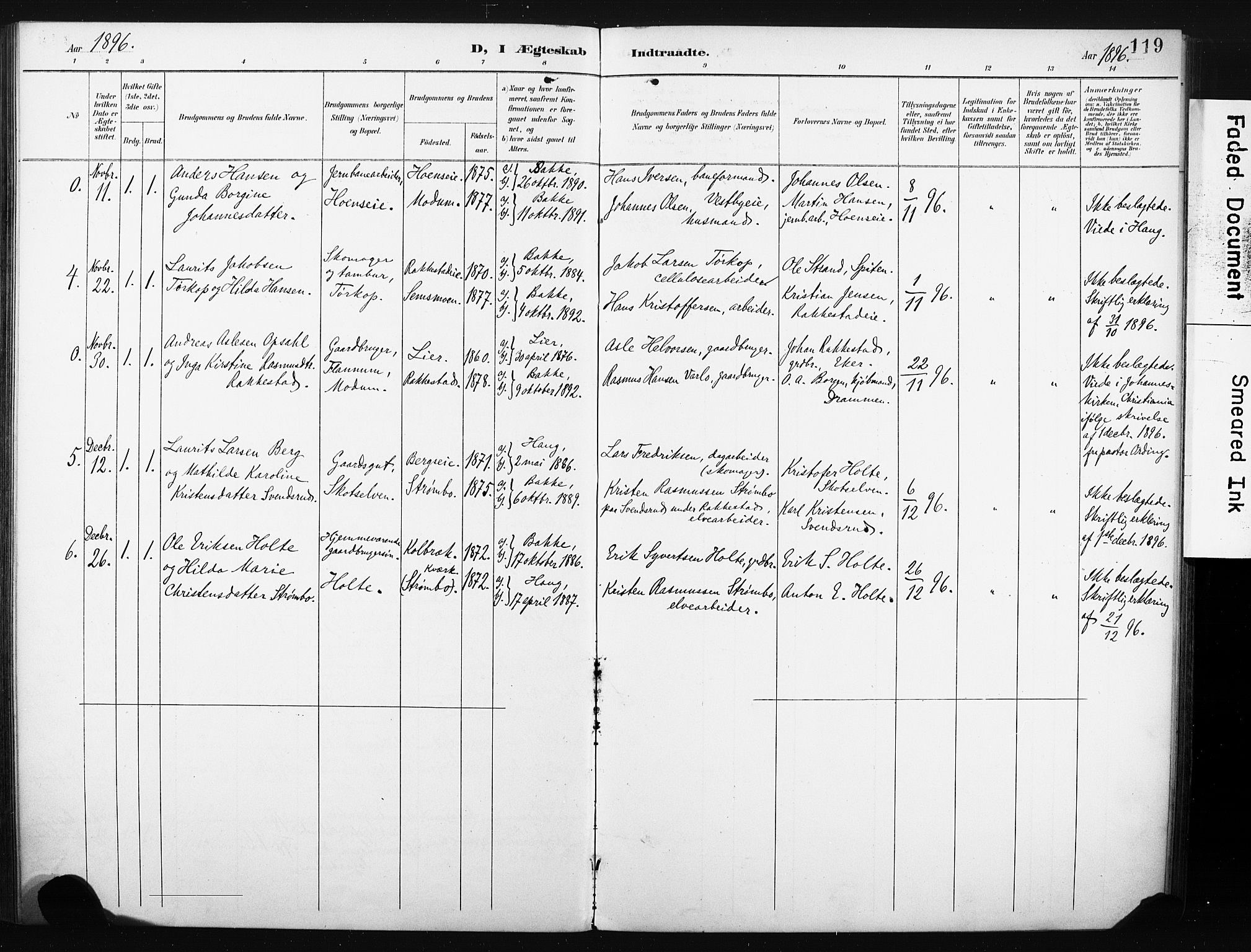 Eiker kirkebøker, SAKO/A-4/F/Fc/L0002: Parish register (official) no. III 2, 1889-1897, p. 119