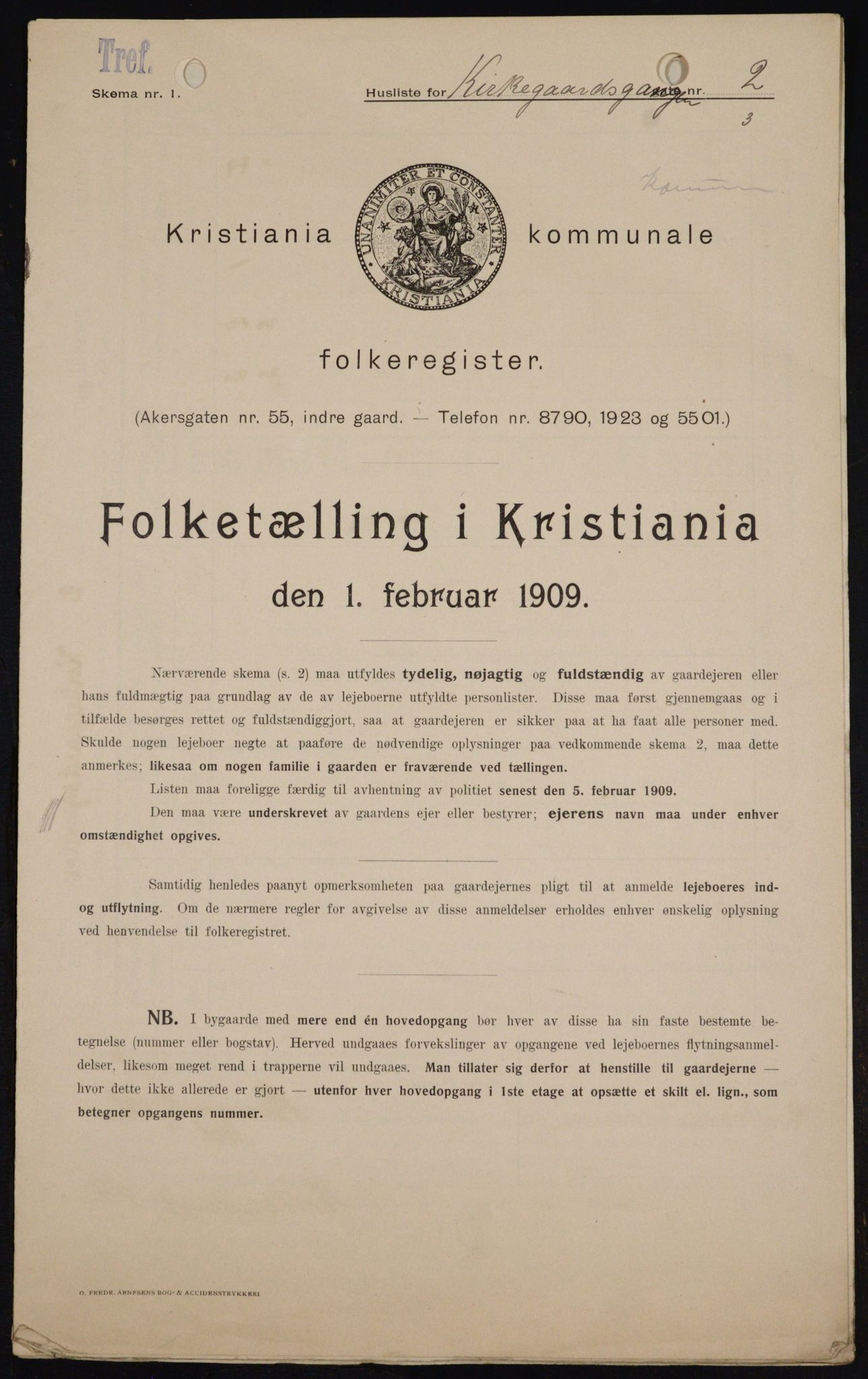 OBA, Municipal Census 1909 for Kristiania, 1909, p. 45620