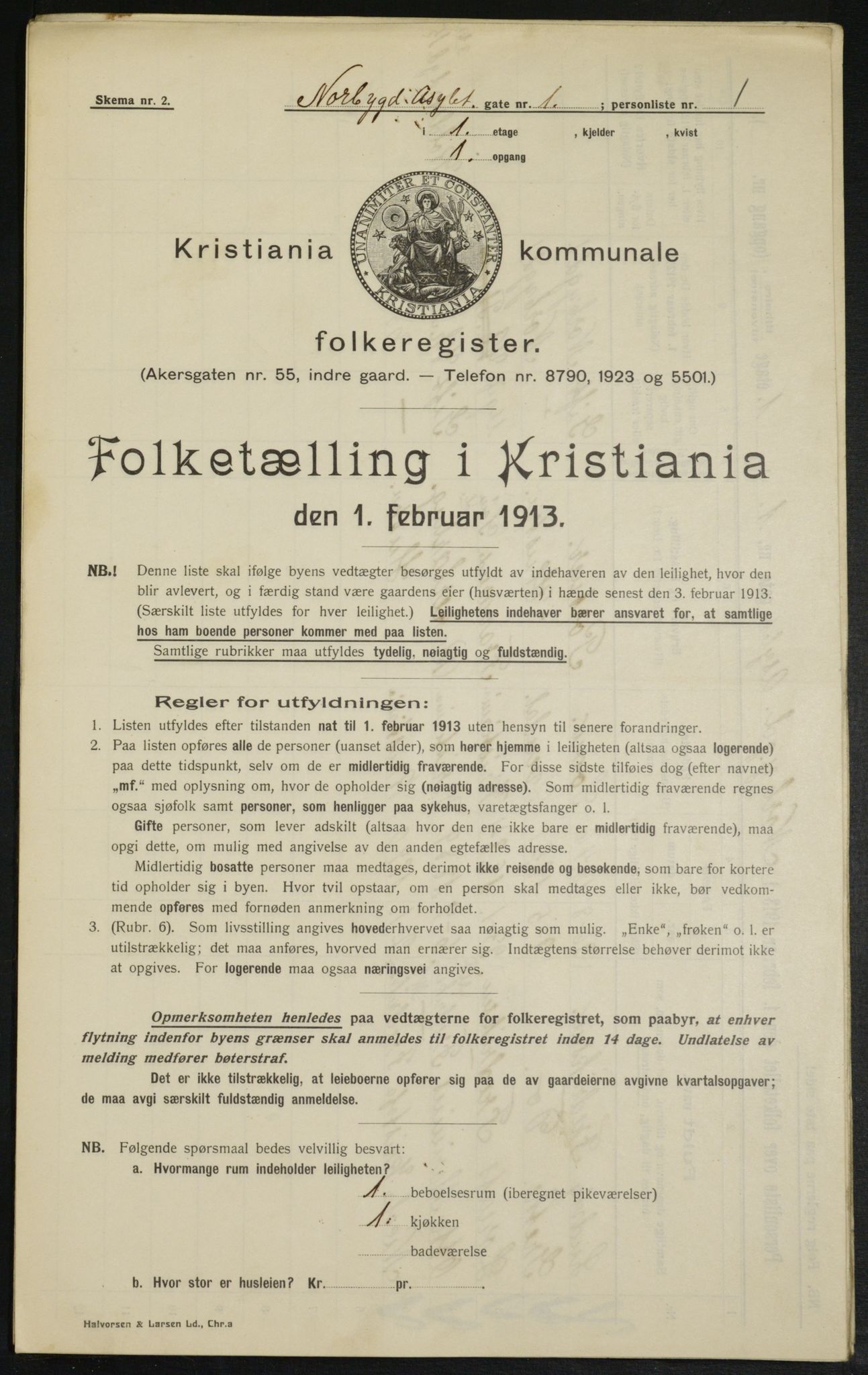 OBA, Municipal Census 1913 for Kristiania, 1913, p. 71449