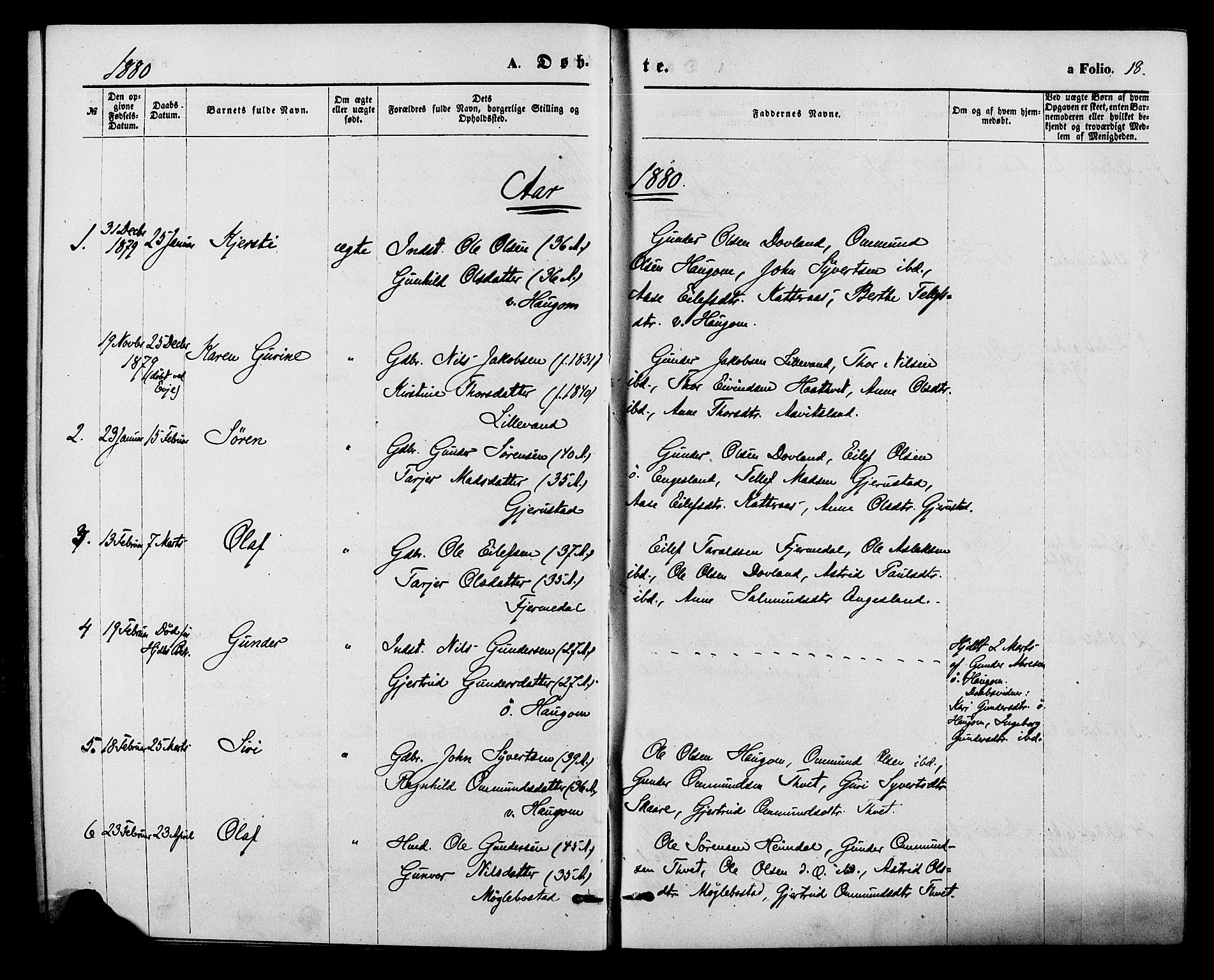 Herefoss sokneprestkontor, SAK/1111-0019/F/Fa/Fab/L0003: Parish register (official) no. A 3, 1875-1886, p. 18
