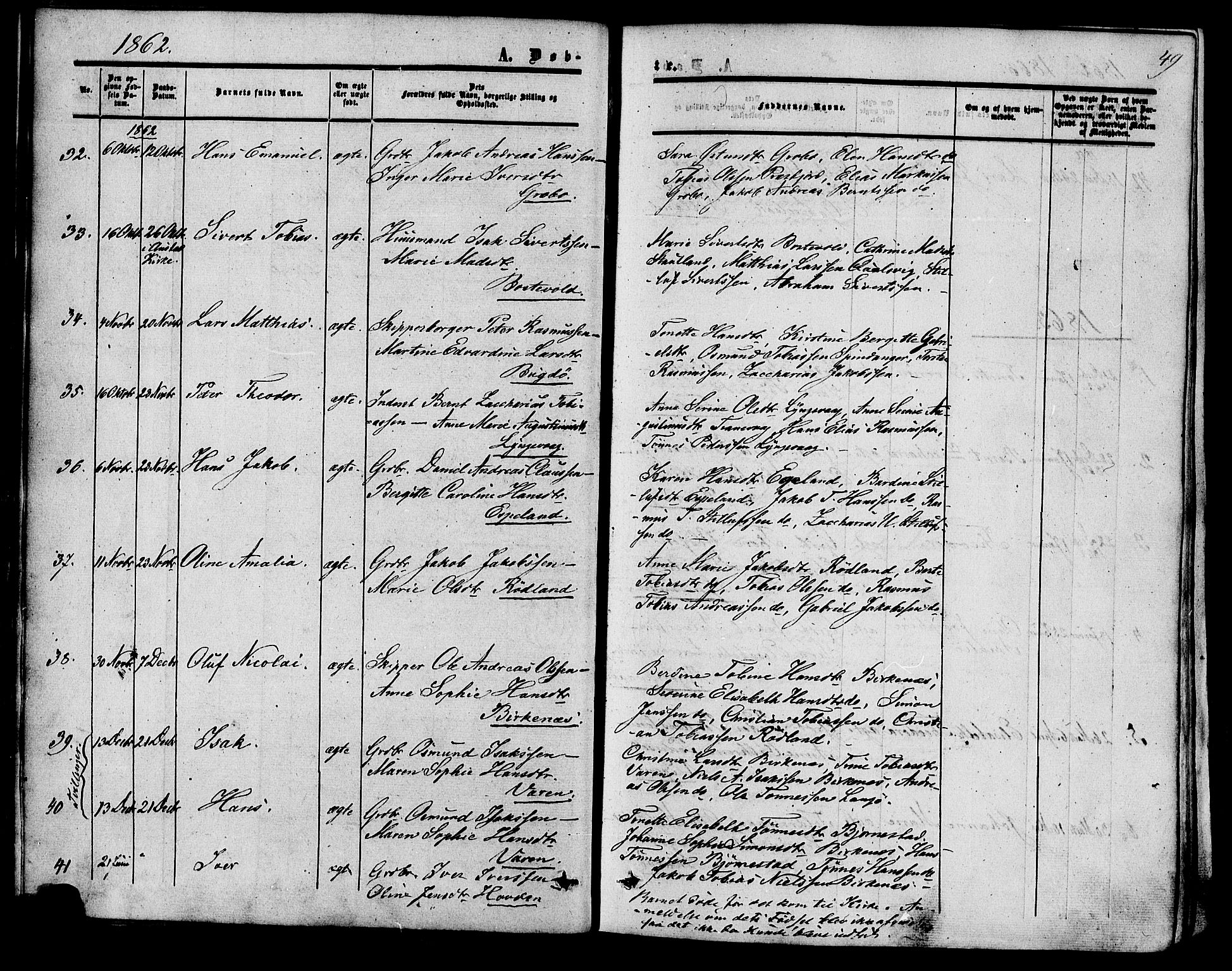 Herad sokneprestkontor, SAK/1111-0018/F/Fa/Fab/L0004: Parish register (official) no. A 4, 1853-1885, p. 49