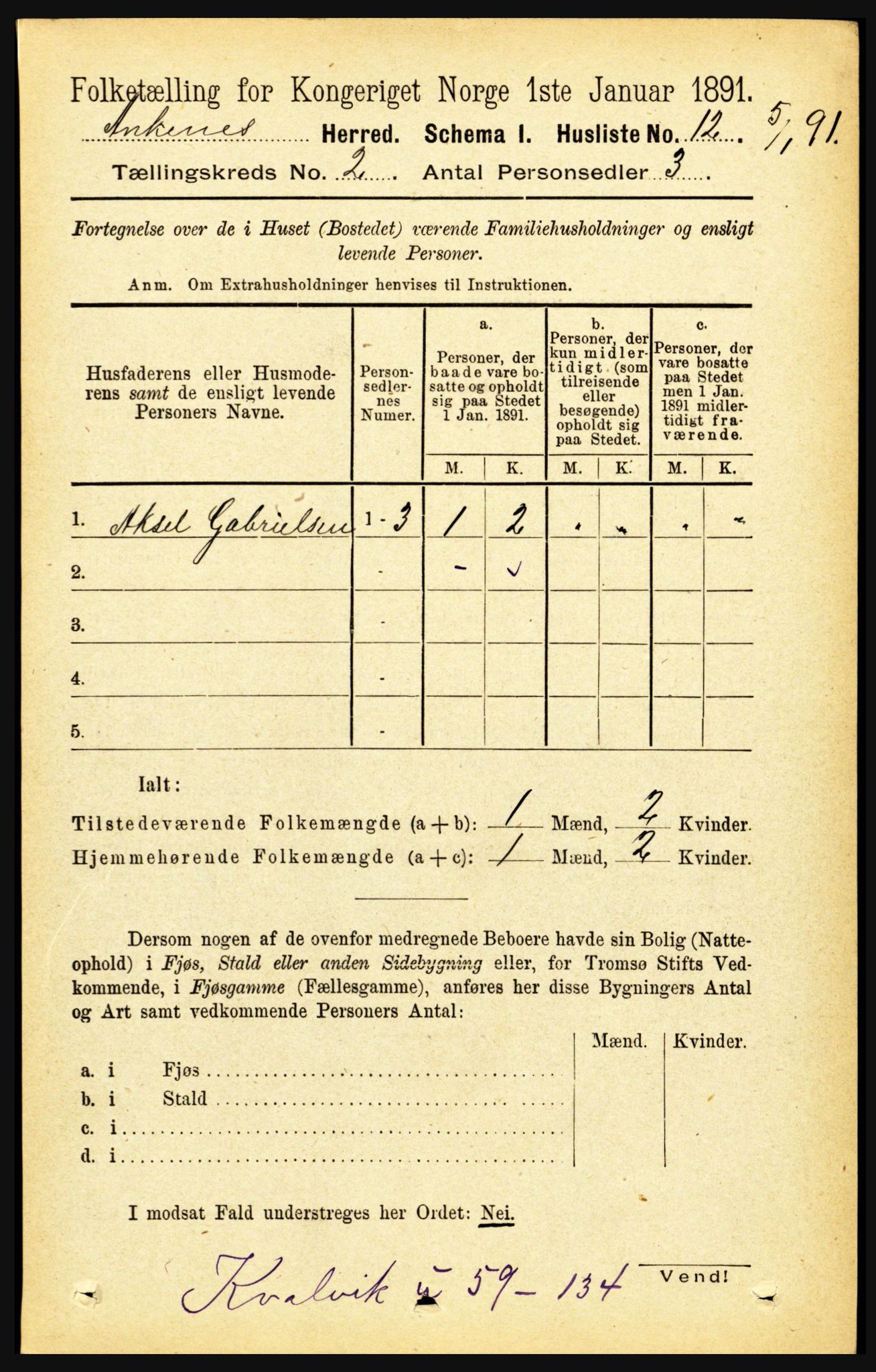 RA, 1891 census for 1855 Ankenes, 1891, p. 769