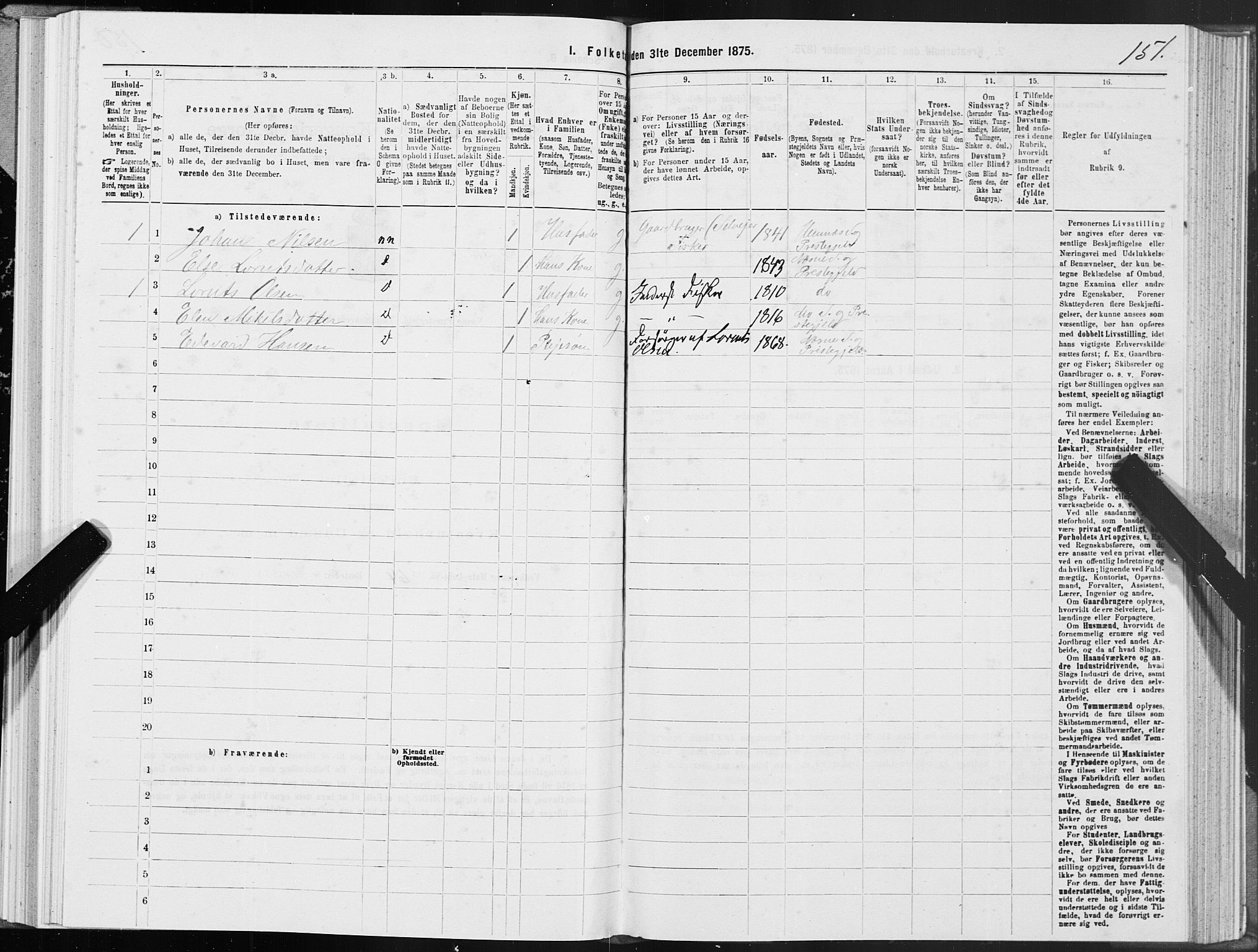 SAT, 1875 census for 1828P Nesna, 1875, p. 2151