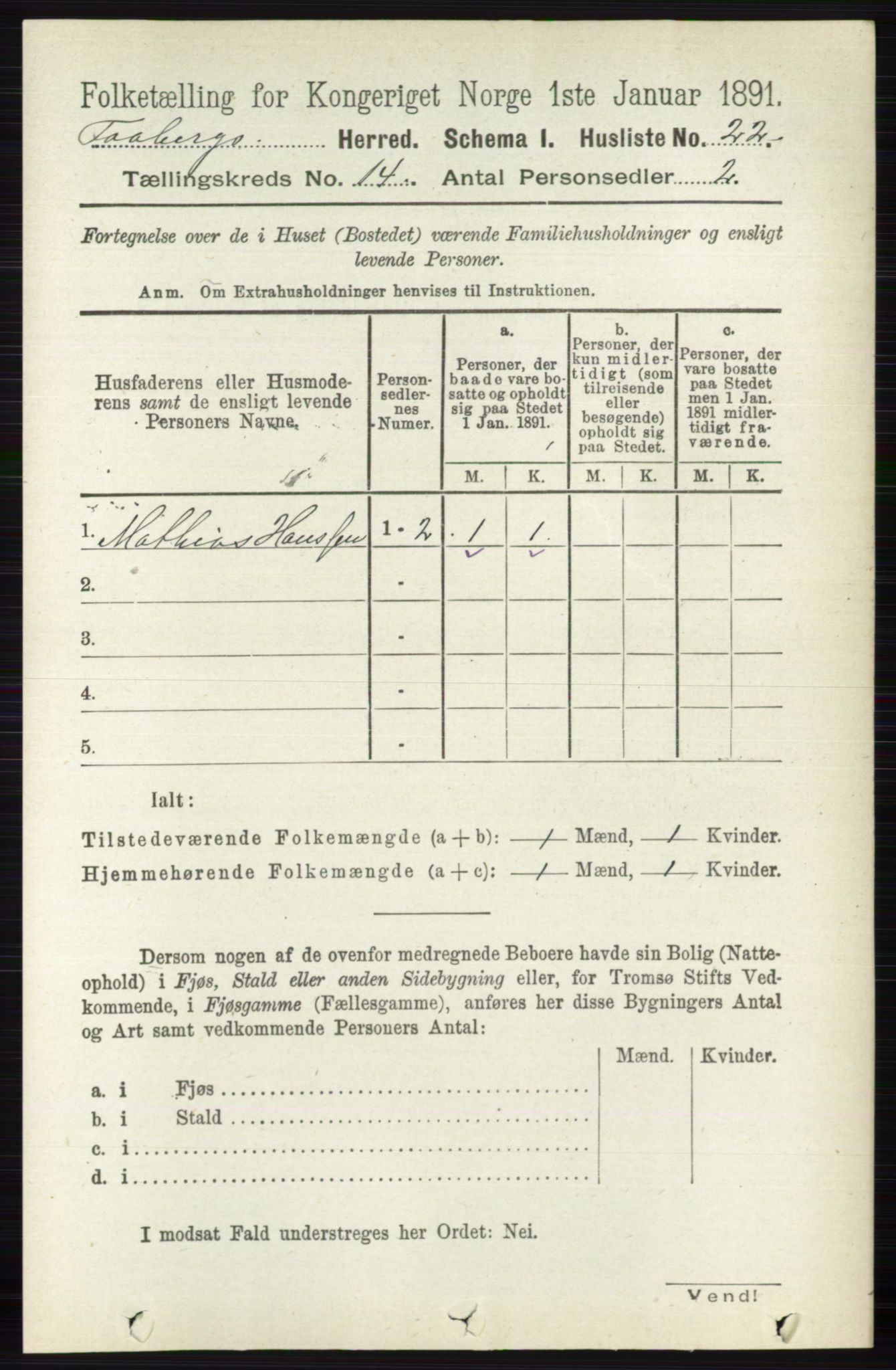 RA, 1891 census for 0524 Fåberg, 1891, p. 5644