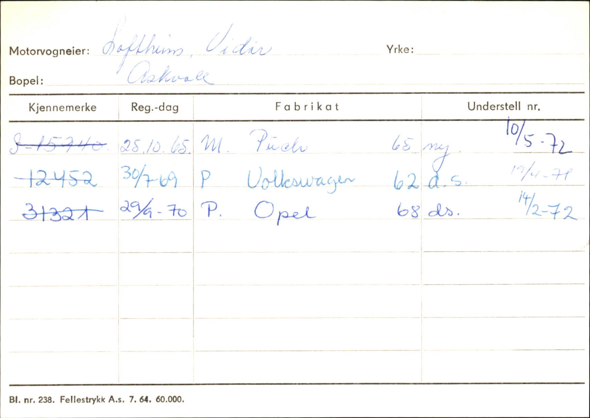 Statens vegvesen, Sogn og Fjordane vegkontor, AV/SAB-A-5301/4/F/L0132: Eigarregister Askvoll A-Å. Balestrand A-Å, 1945-1975, p. 796