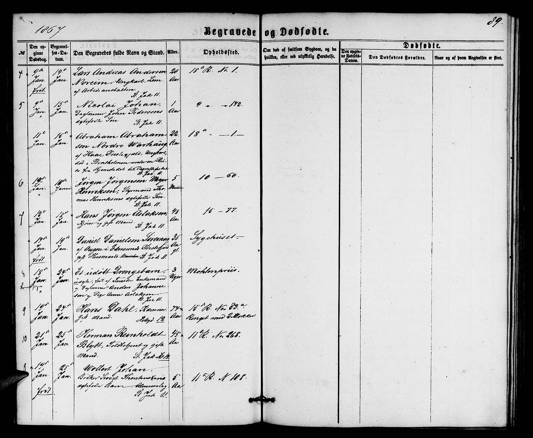 Domkirken sokneprestembete, AV/SAB-A-74801/H/Hab/L0039: Parish register (copy) no. E 3, 1860-1868, p. 89