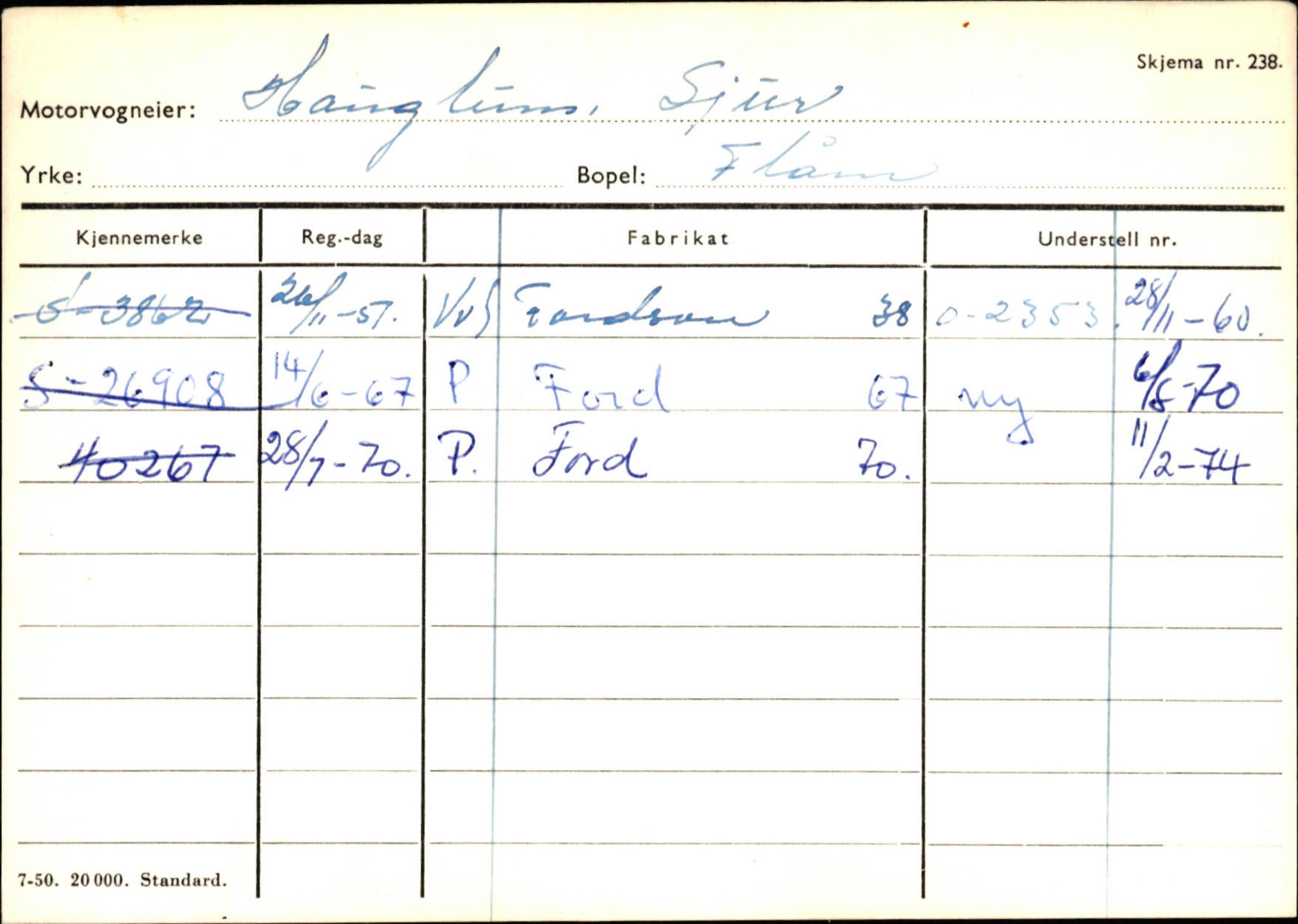 Statens vegvesen, Sogn og Fjordane vegkontor, AV/SAB-A-5301/4/F/L0125: Eigarregister Sogndal V-Å. Aurland A-Å. Fjaler A-N, 1945-1975, p. 695