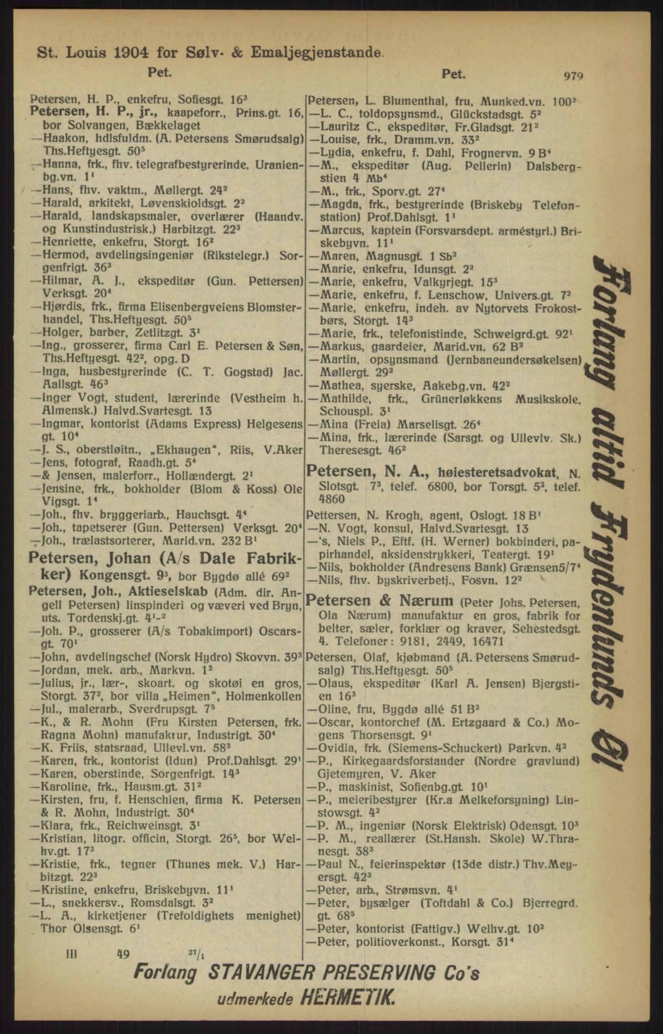 Kristiania/Oslo adressebok, PUBL/-, 1915, p. 979