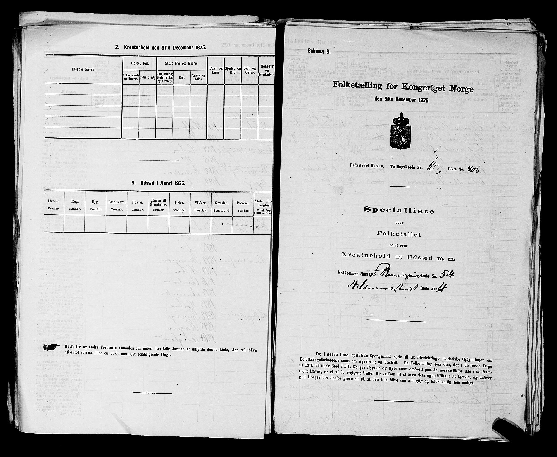 SAKO, 1875 census for 0703P Horten, 1875, p. 910