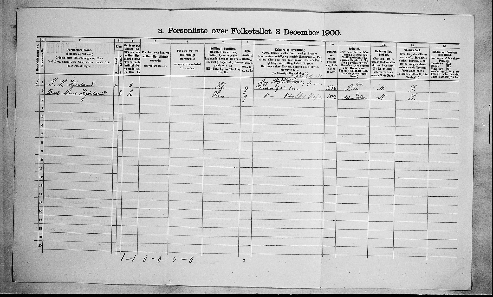 RA, 1900 census for Skoger, 1900, p. 603