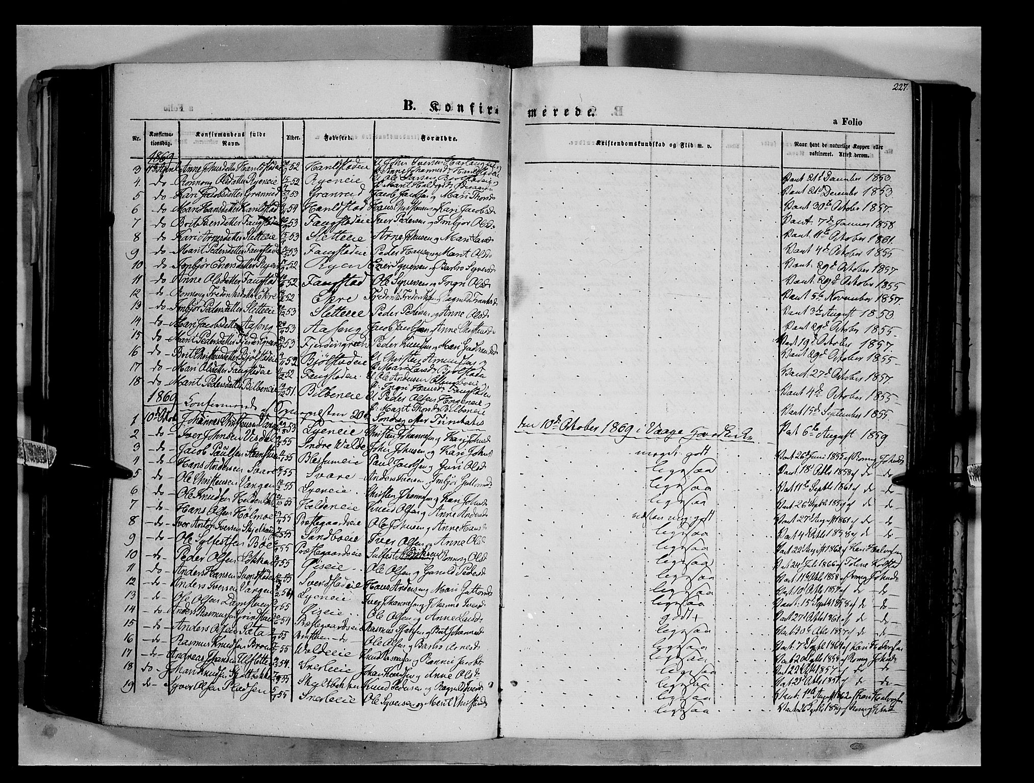 Vågå prestekontor, SAH/PREST-076/H/Ha/Haa/L0006: Parish register (official) no. 6 /1, 1856-1872, p. 227