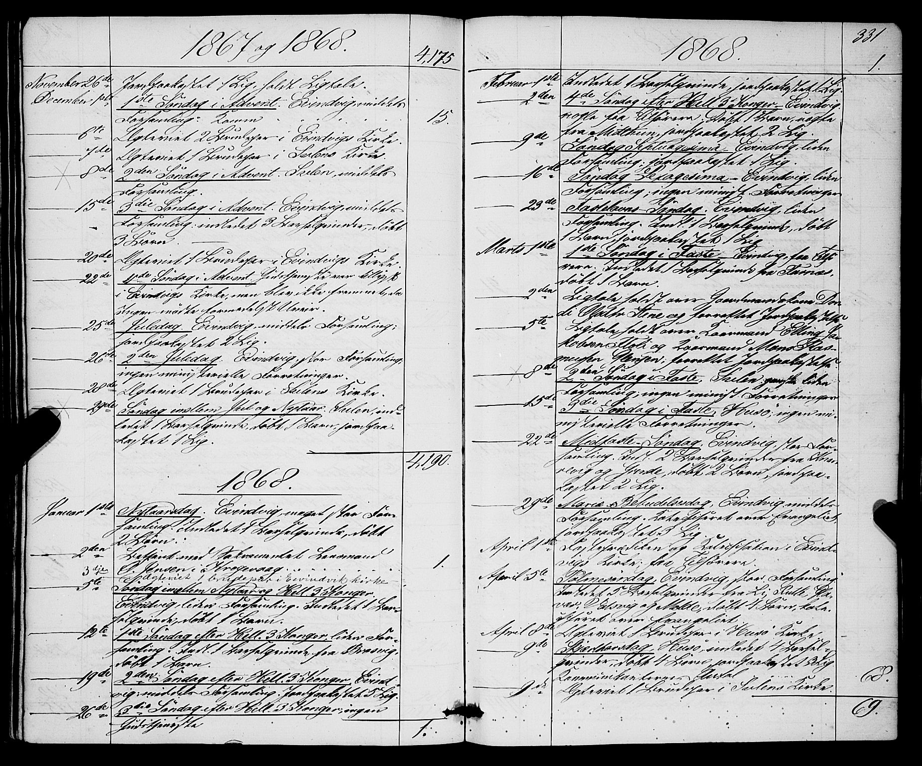 Gulen sokneprestembete, AV/SAB-A-80201/H/Haa/Haaa/L0022: Parish register (official) no. A 22, 1859-1869, p. 331