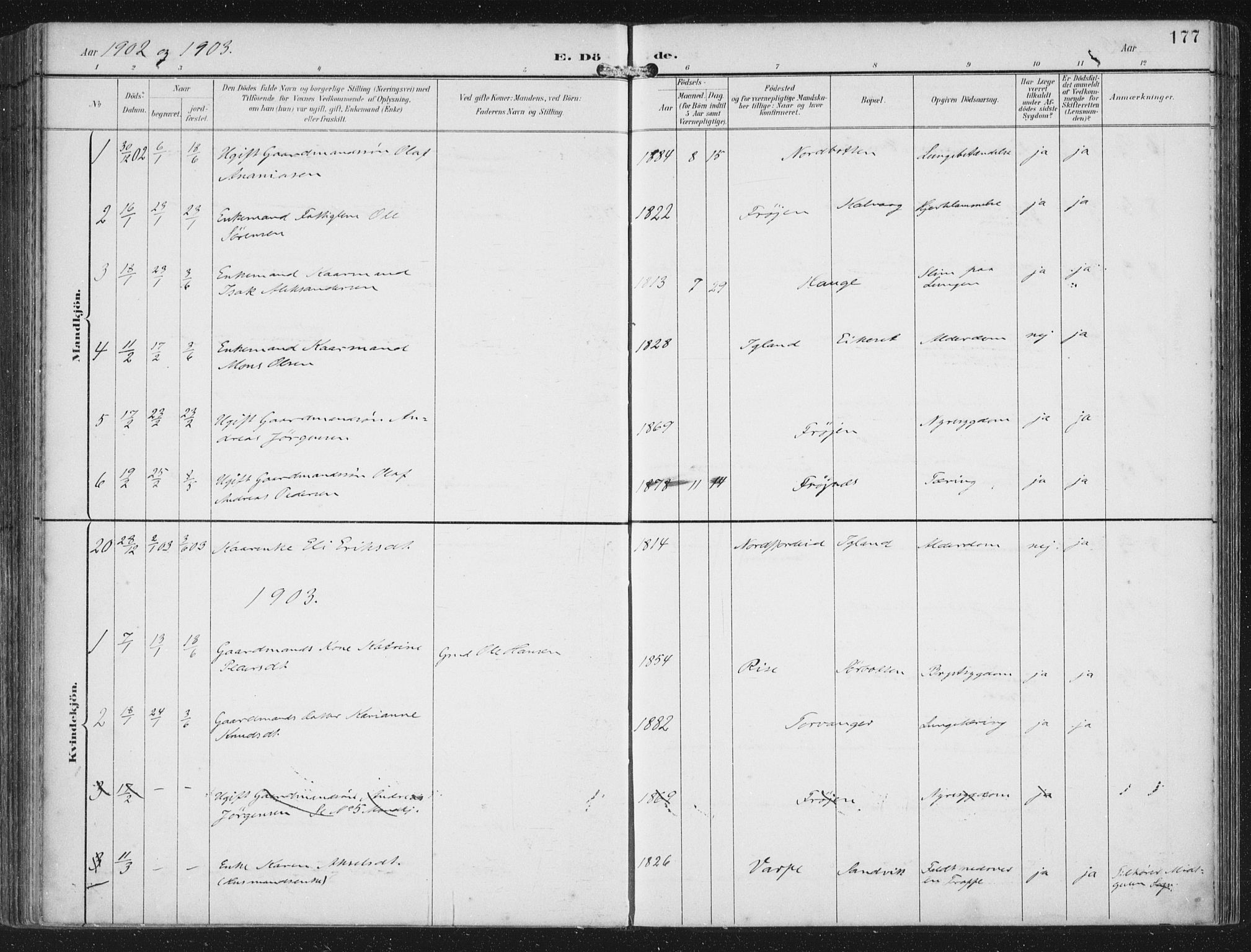Bremanger sokneprestembete, SAB/A-82201/H/Haa/Haab/L0002: Parish register (official) no. B  2, 1896-1908, p. 177