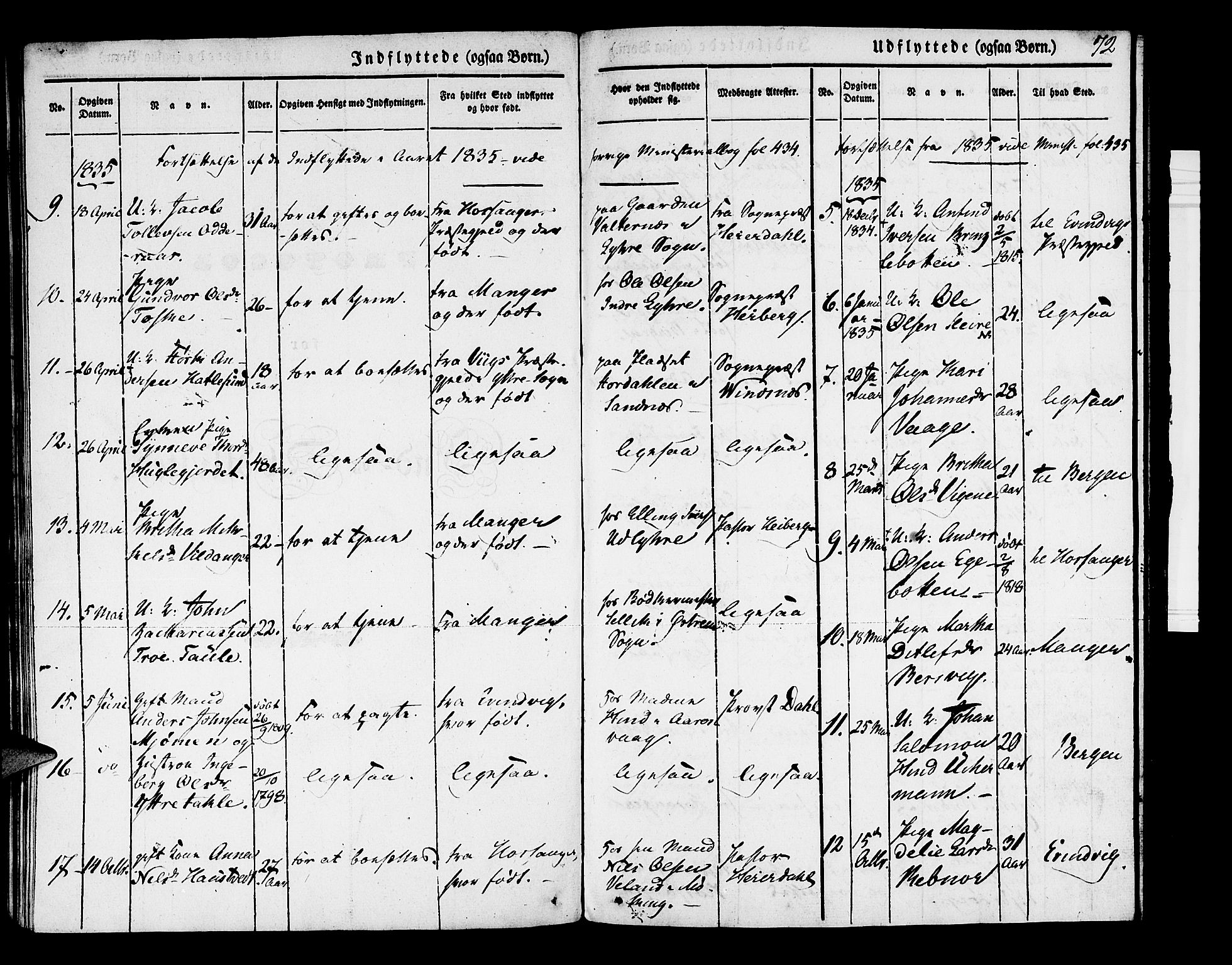 Lindås Sokneprestembete, SAB/A-76701/H/Haa: Parish register (official) no. A 9, 1835-1841, p. 72
