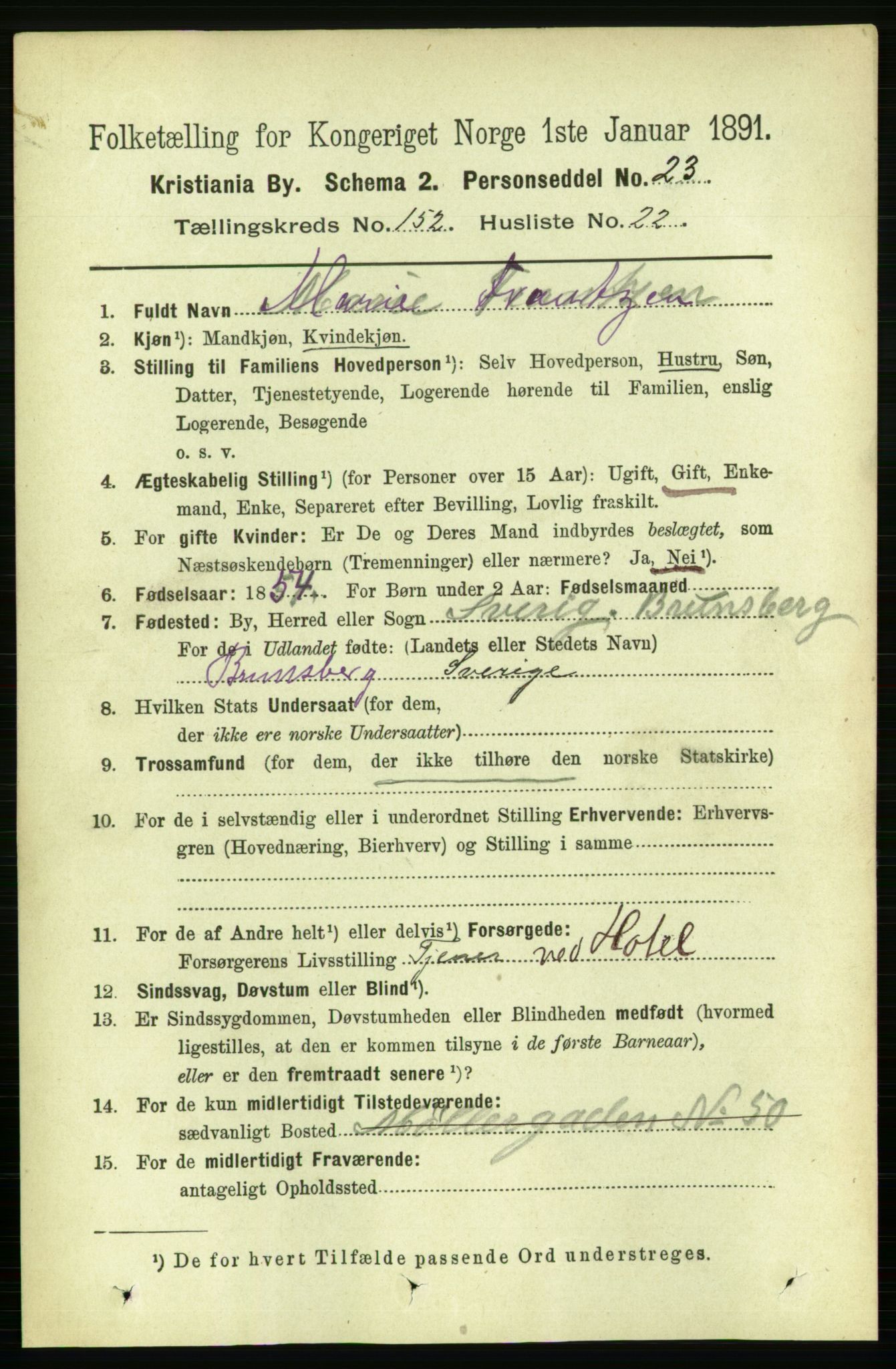 RA, 1891 census for 0301 Kristiania, 1891, p. 85865