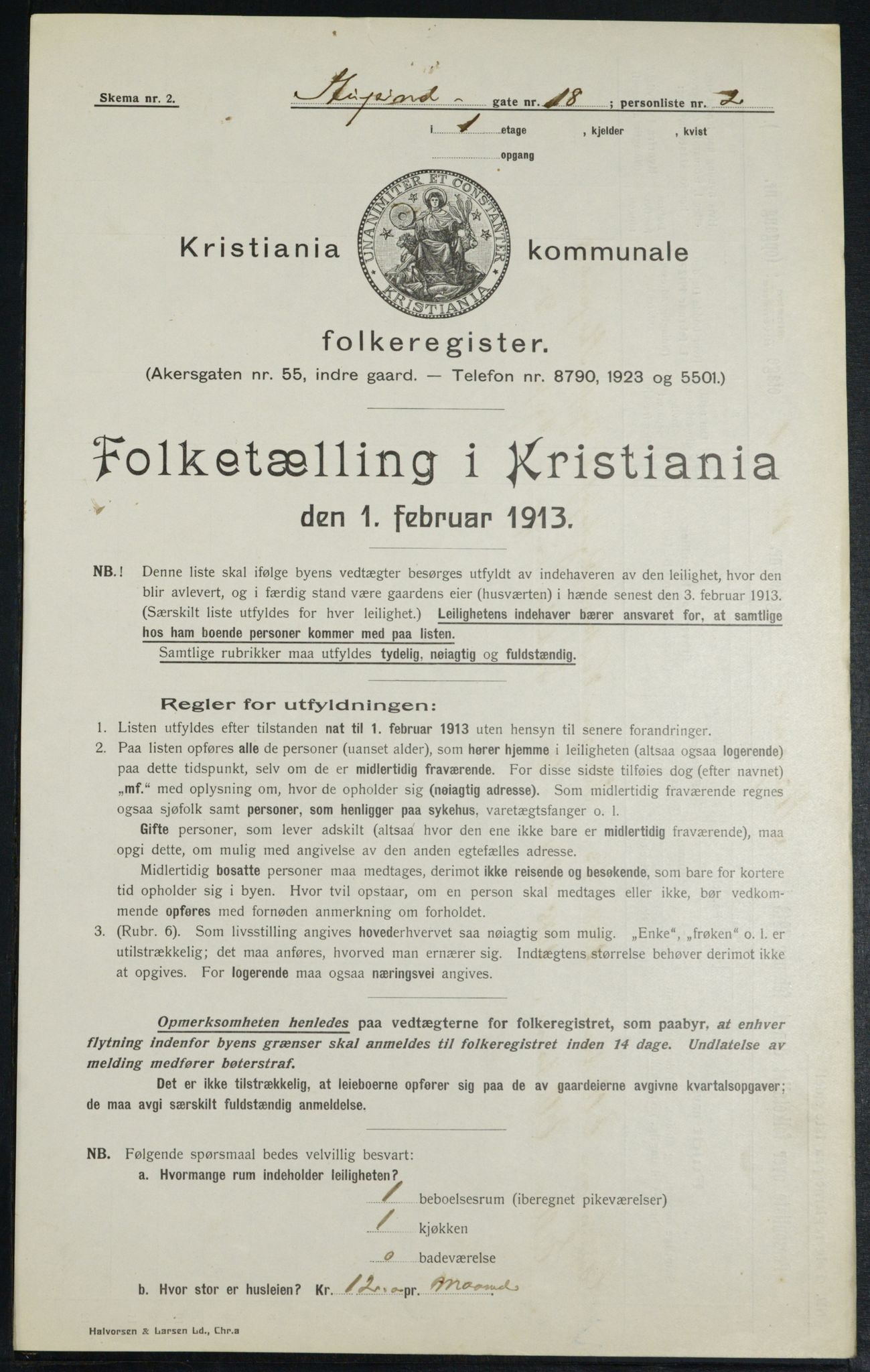 OBA, Municipal Census 1913 for Kristiania, 1913, p. 104698