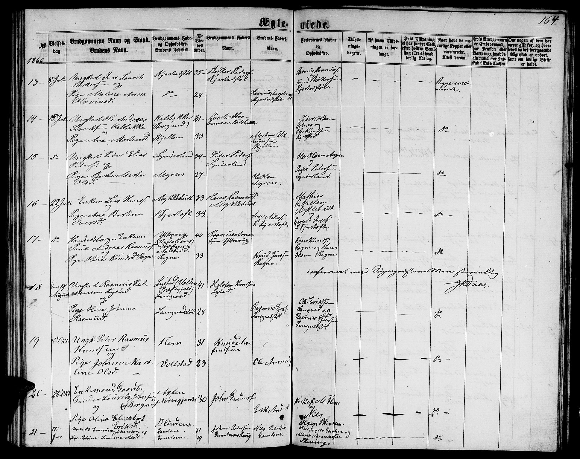 Ministerialprotokoller, klokkerbøker og fødselsregistre - Møre og Romsdal, SAT/A-1454/536/L0508: Parish register (copy) no. 536C03, 1860-1870, p. 164