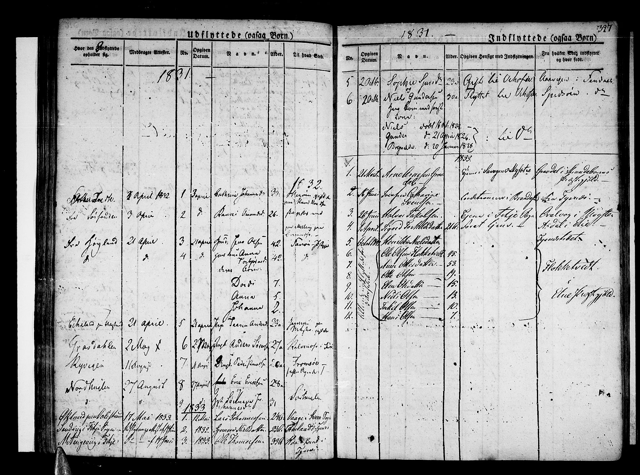 Stord sokneprestembete, SAB/A-78201/H/Haa: Parish register (official) no. A 6, 1826-1840, p. 327