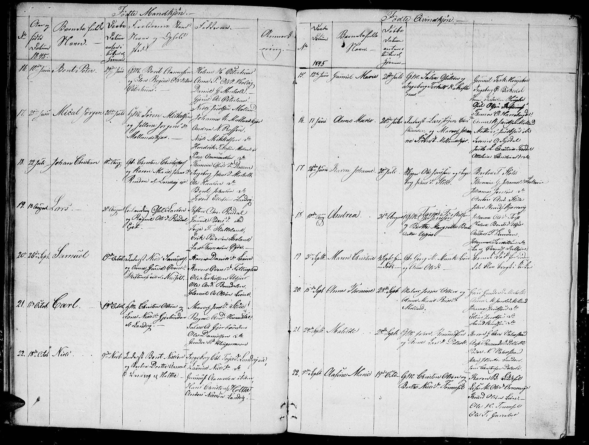 Hommedal sokneprestkontor, AV/SAK-1111-0023/F/Fb/Fbb/L0004: Parish register (copy) no. B 4, 1836-1849, p. 31