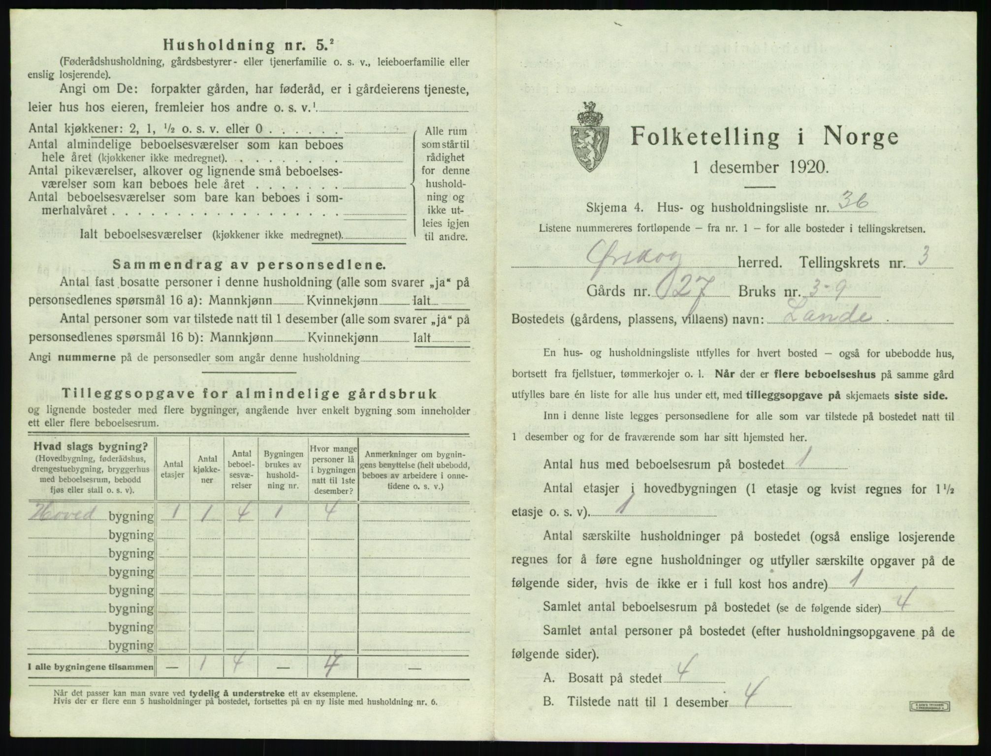 SAT, 1920 census for Ørskog, 1920, p. 276