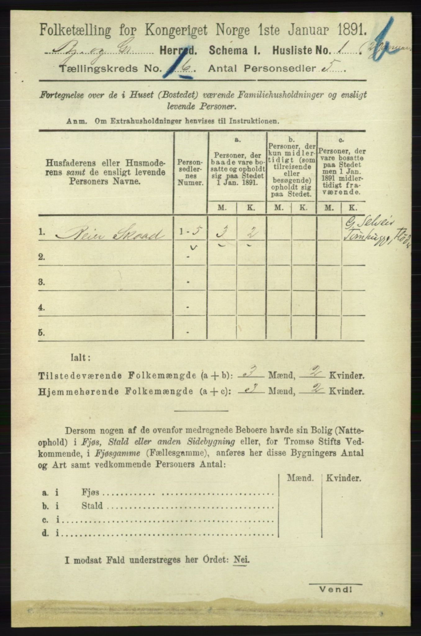 RA, 1891 census for 1024 Bjelland og Grindheim, 1891, p. 714