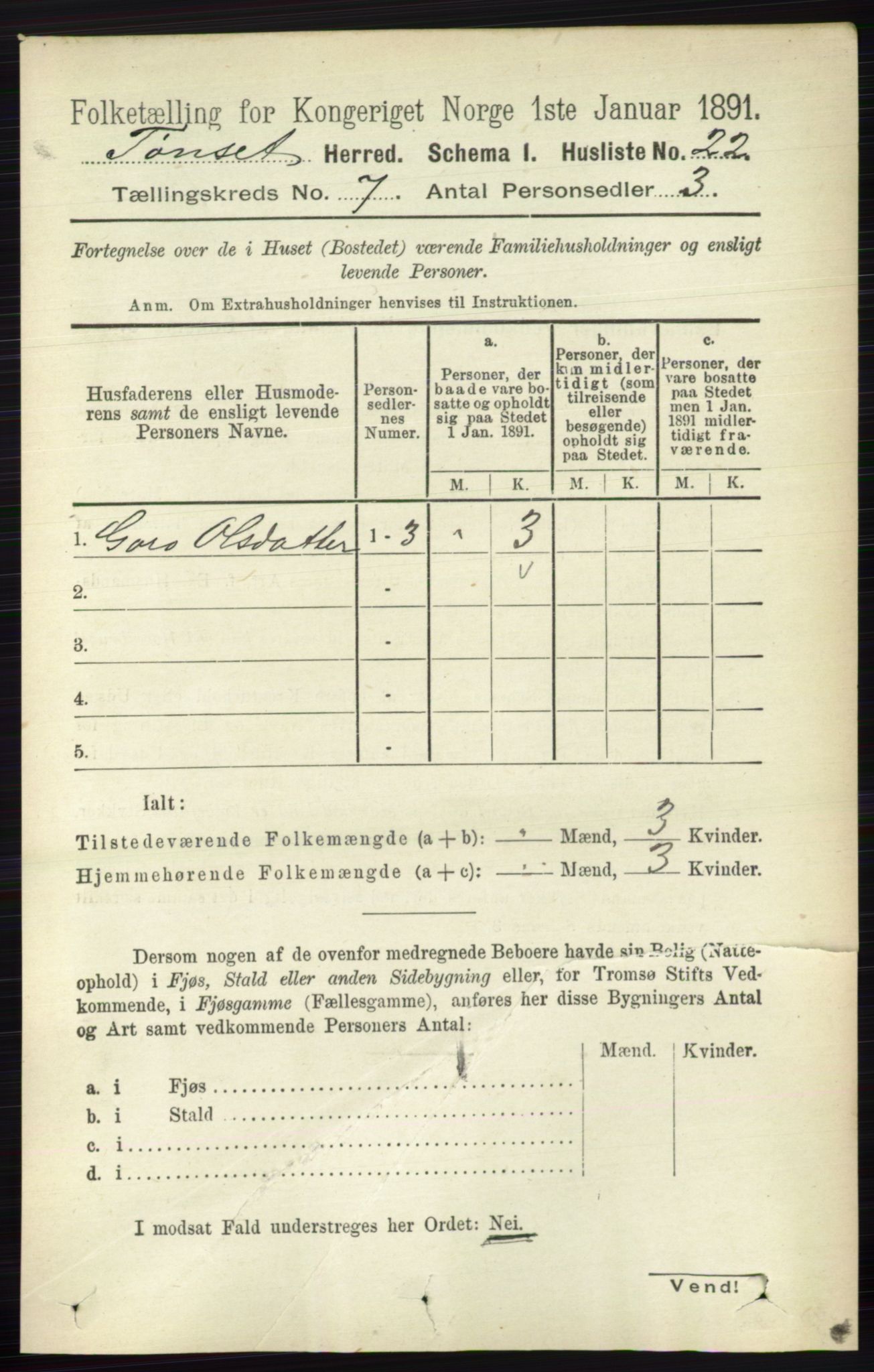 RA, 1891 census for 0437 Tynset, 1891, p. 1690