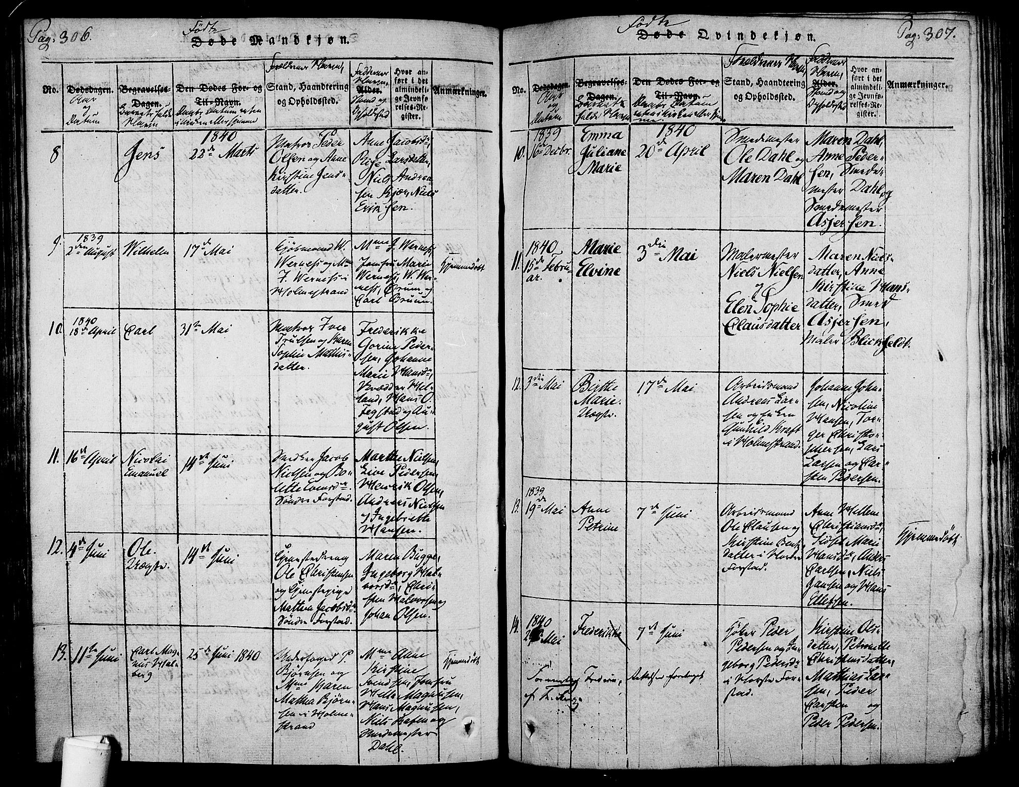 Holmestrand kirkebøker, AV/SAKO-A-346/F/Fa/L0001: Parish register (official) no. 1, 1814-1840, p. 306-307