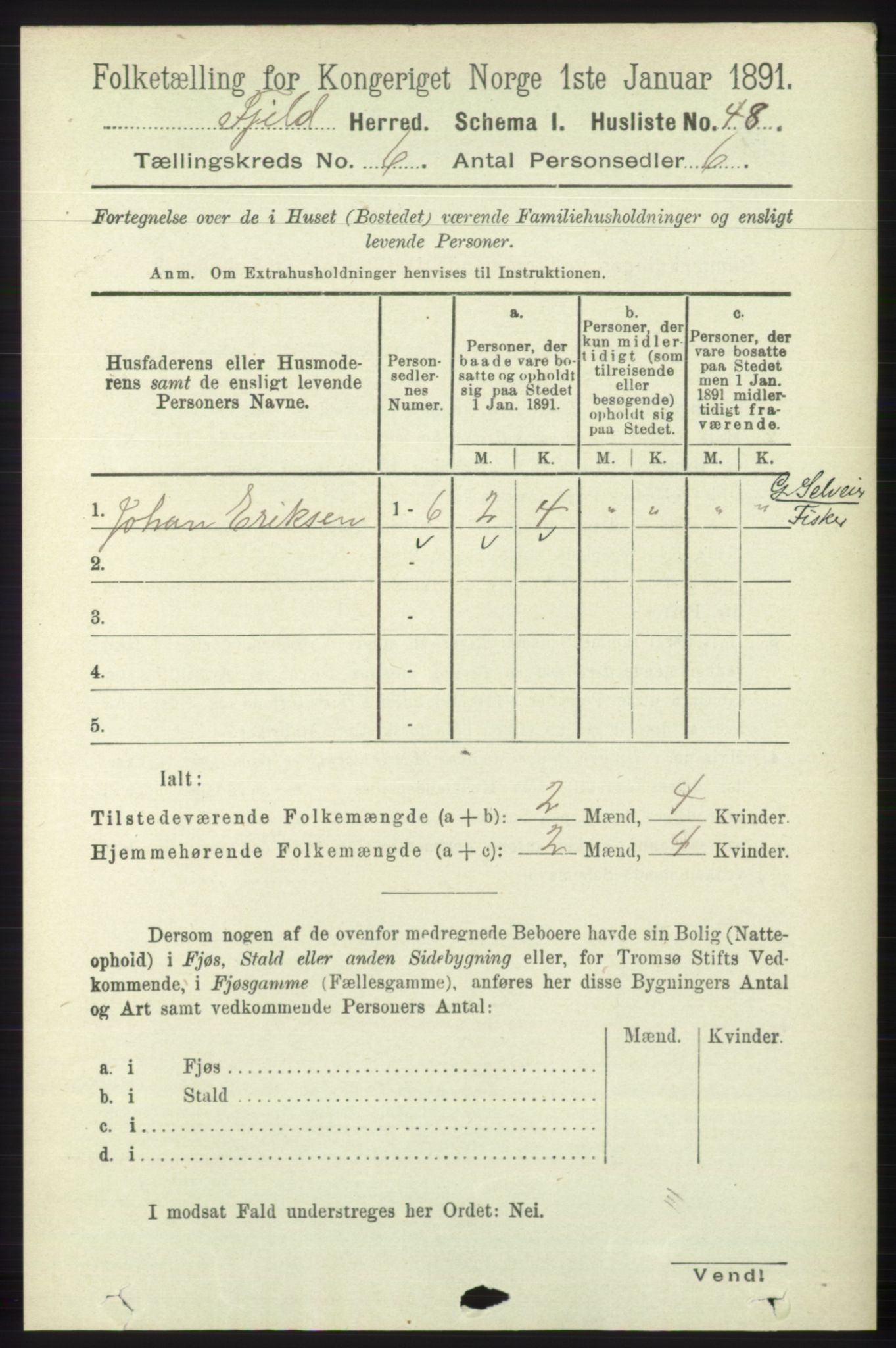 RA, 1891 census for 1246 Fjell, 1891, p. 2988