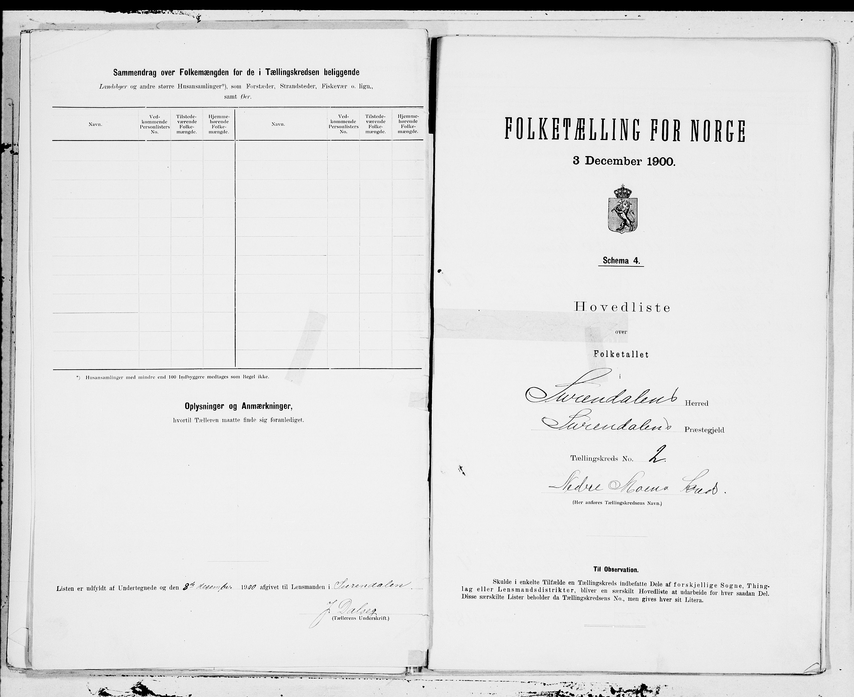 SAT, 1900 census for Surnadal, 1900, p. 4