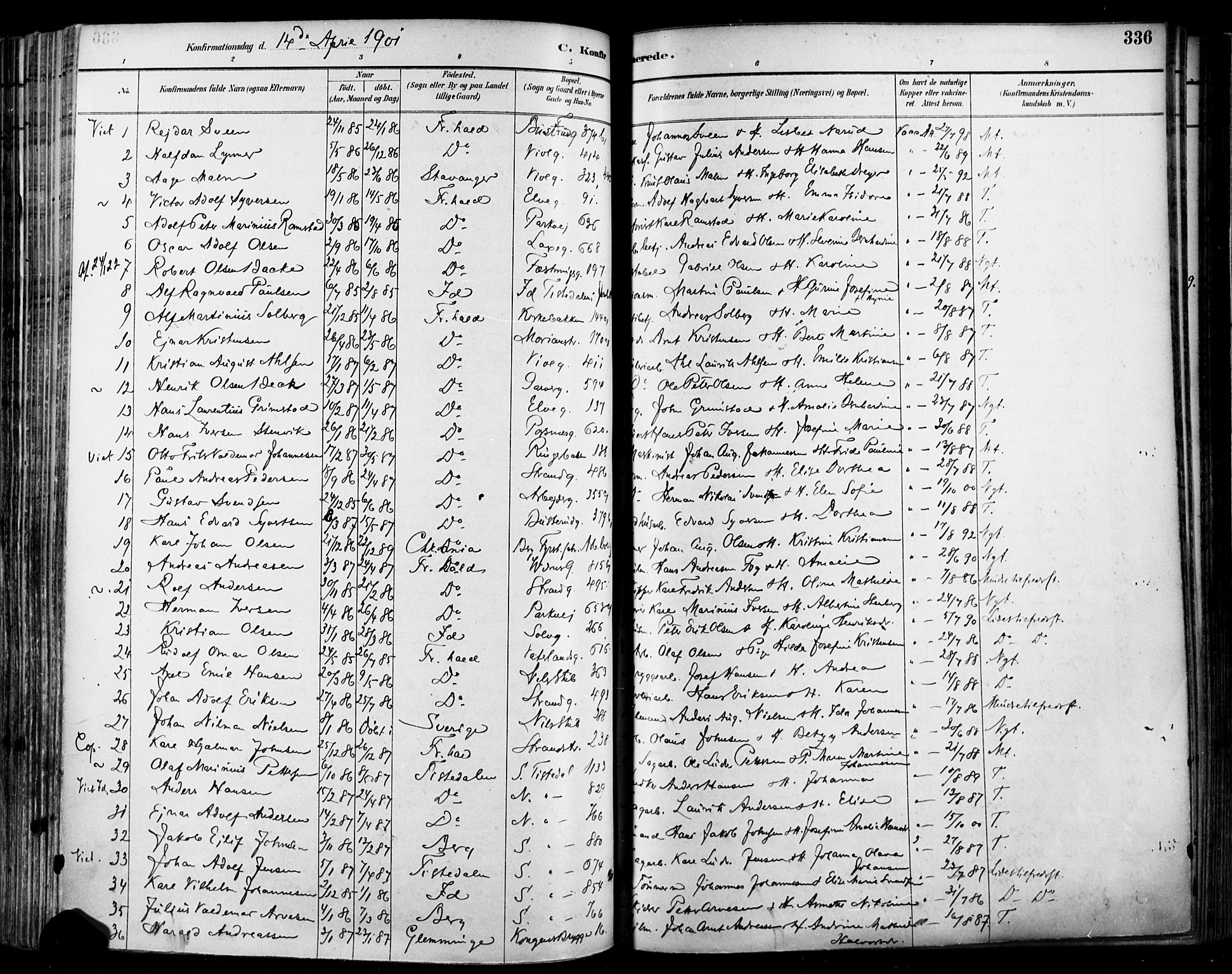 Halden prestekontor Kirkebøker, SAO/A-10909/F/Fa/L0013: Parish register (official) no. I 13, 1890-1906, p. 336