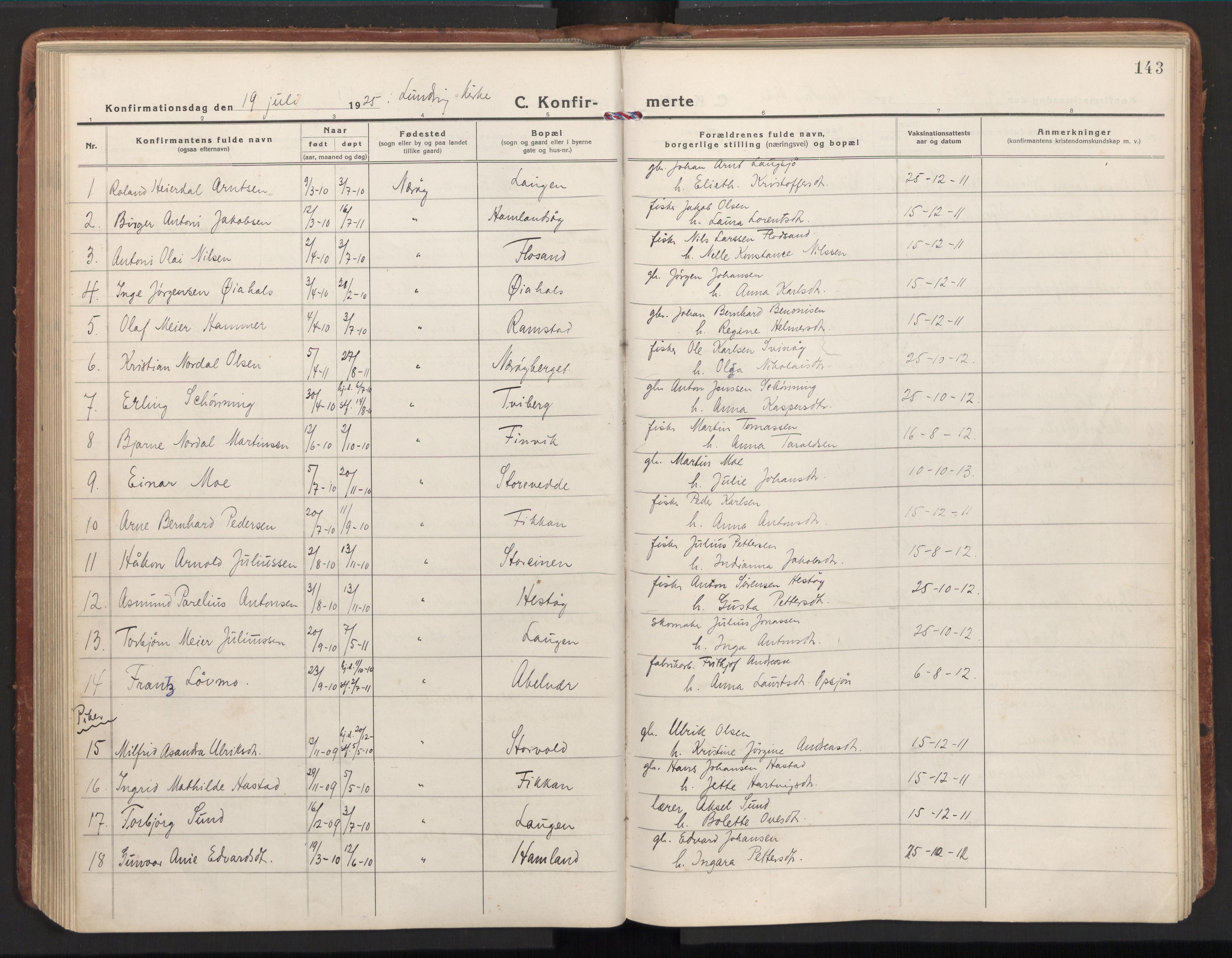 Ministerialprotokoller, klokkerbøker og fødselsregistre - Nord-Trøndelag, AV/SAT-A-1458/784/L0678: Parish register (official) no. 784A13, 1921-1938, p. 143