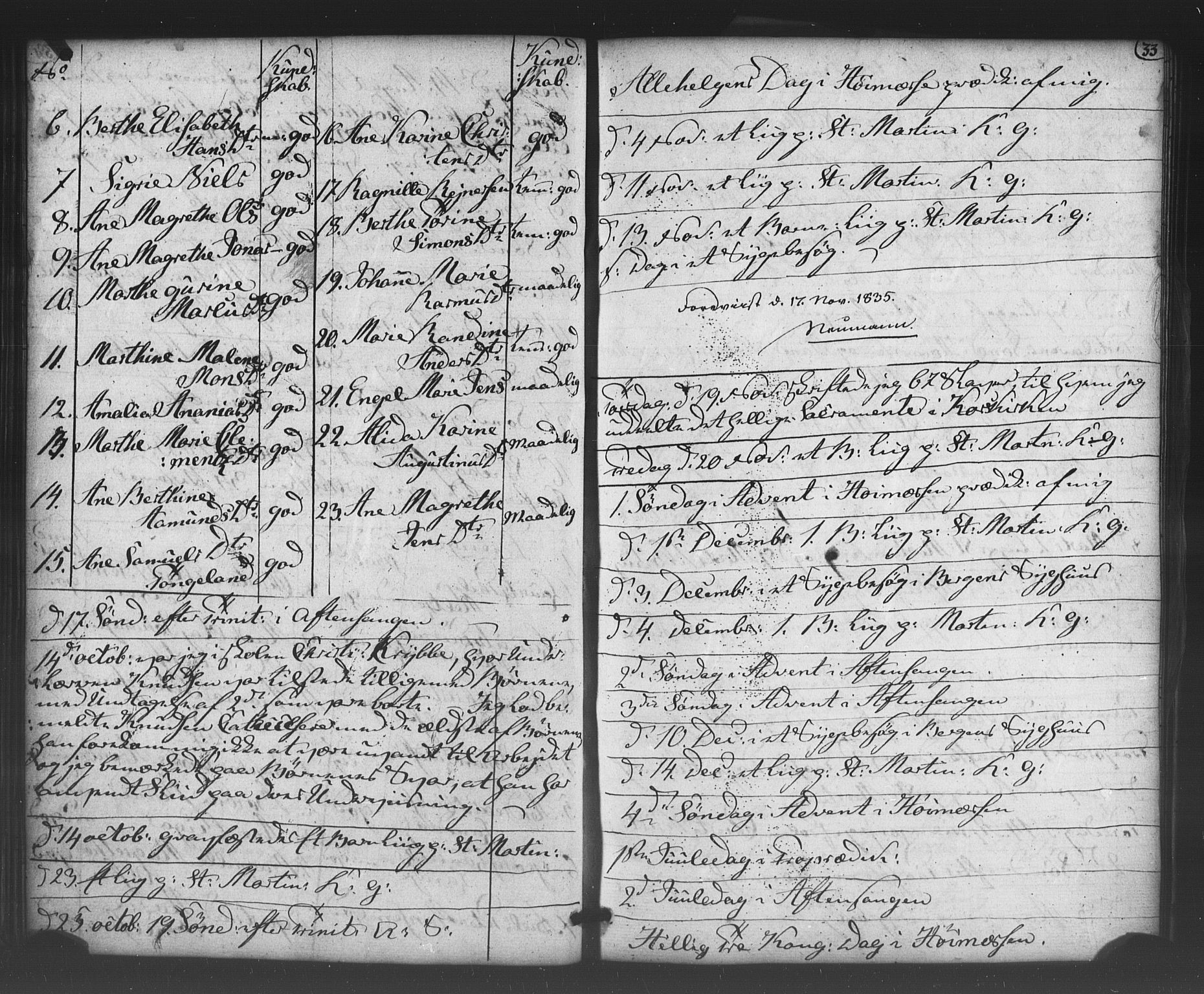 Korskirken sokneprestembete, SAB/A-76101/H/Haa/L0066: Curate's parish register no. A 1, 1826-1843, p. 33