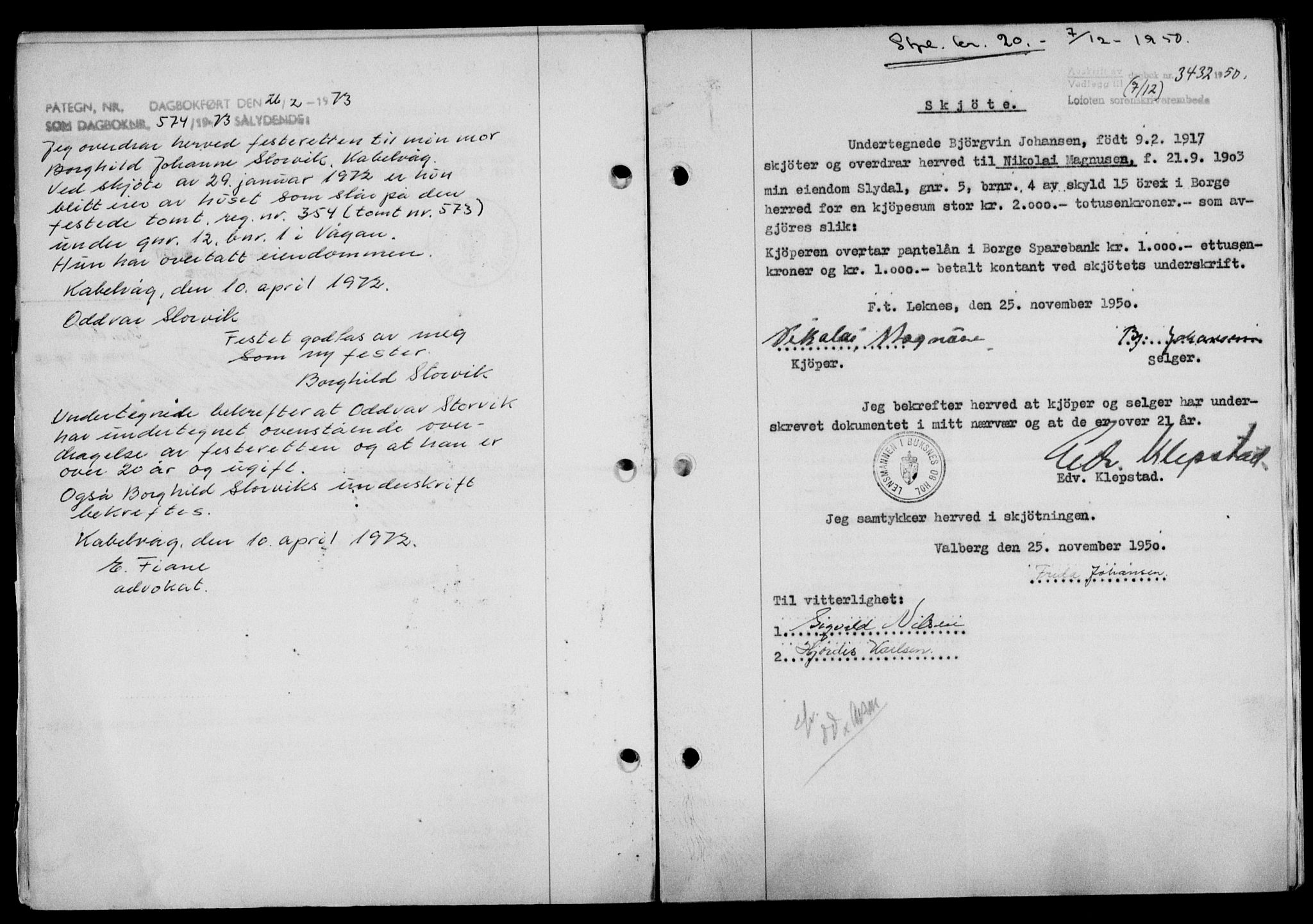 Lofoten sorenskriveri, SAT/A-0017/1/2/2C/L0025a: Mortgage book no. 25a, 1950-1951, Diary no: : 574/1950