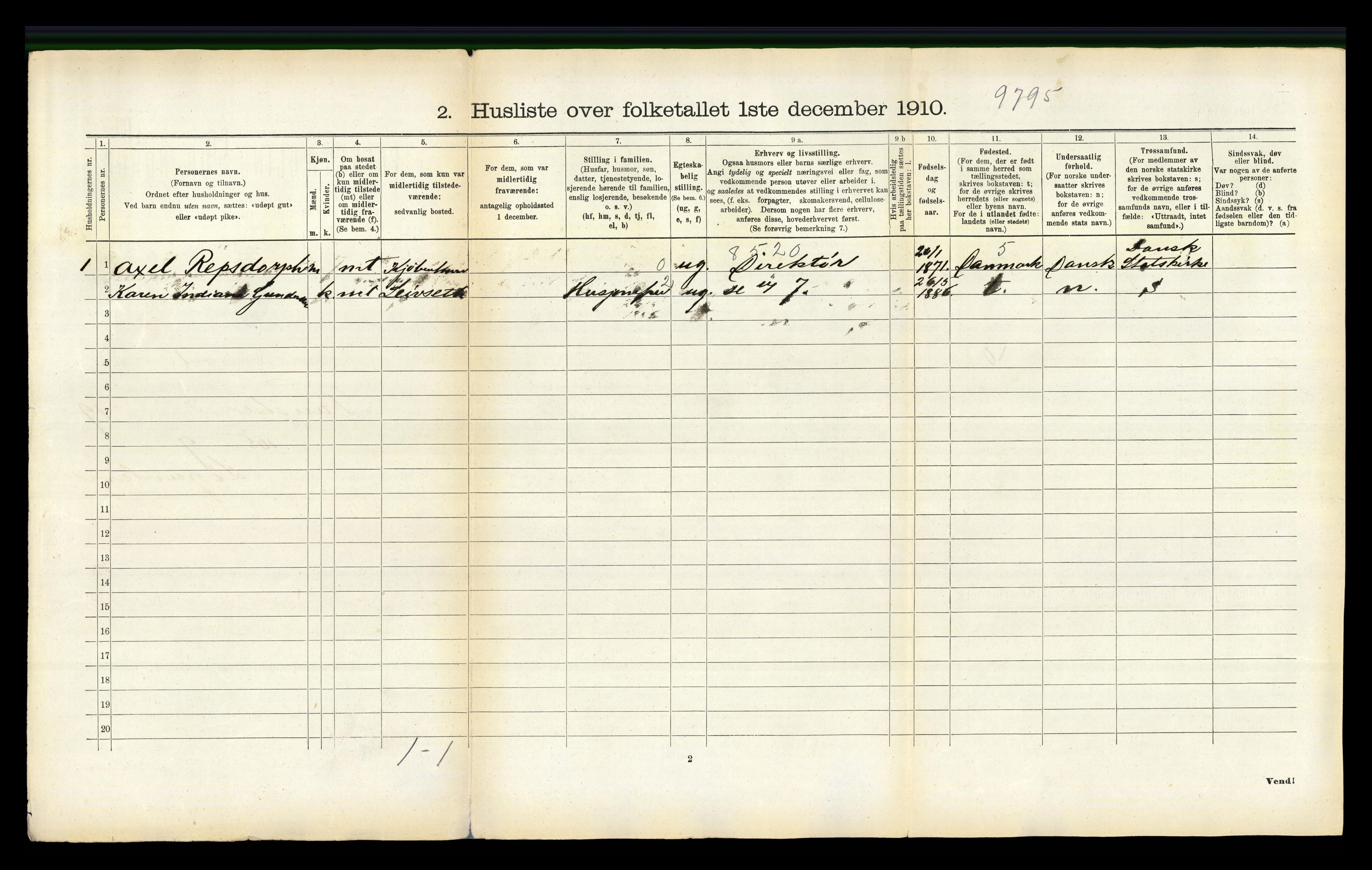 RA, 1910 census for Fauske, 1910, p. 1203