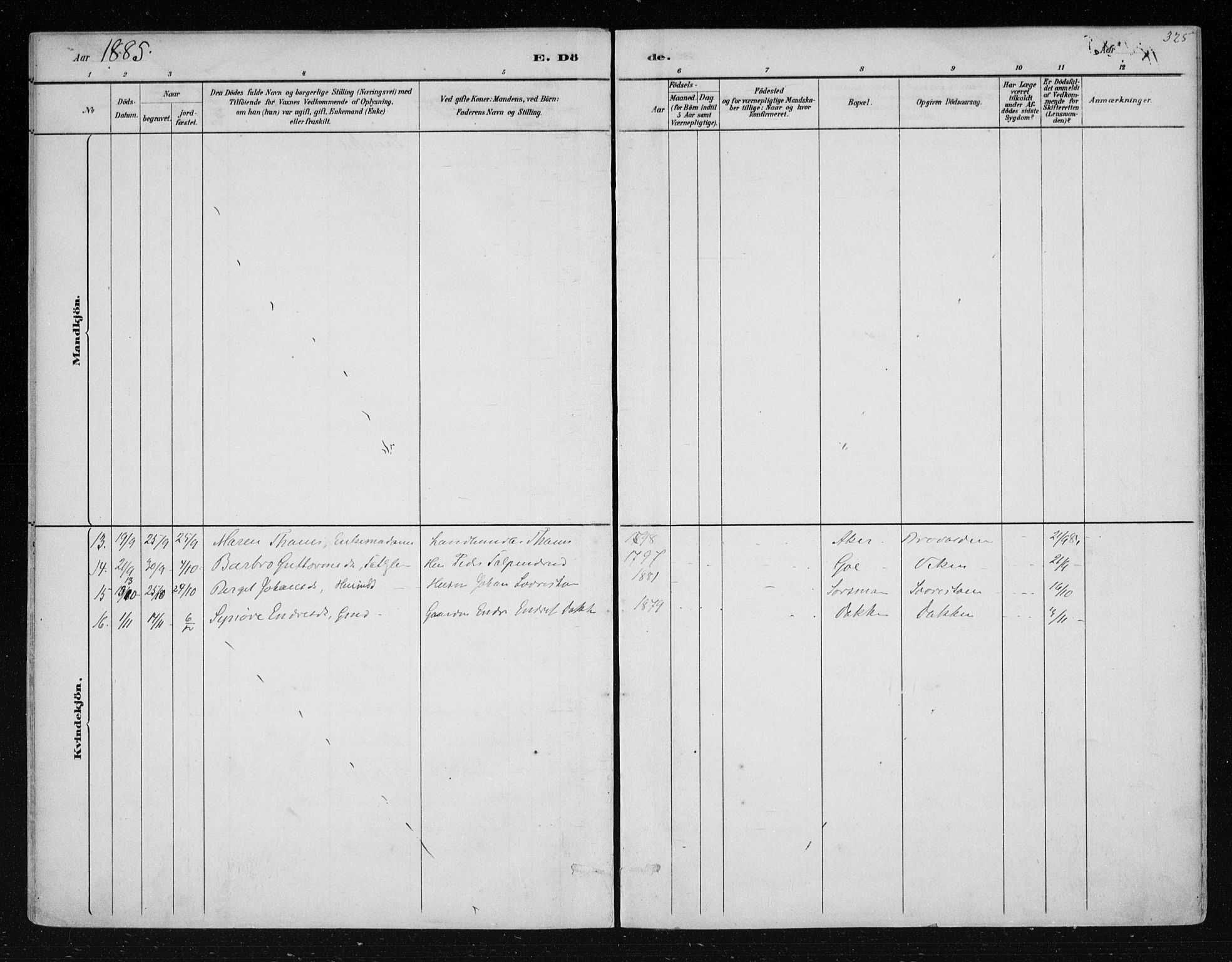 Nes kirkebøker, SAKO/A-236/F/Fa/L0011: Parish register (official) no. 11, 1881-1912, p. 325
