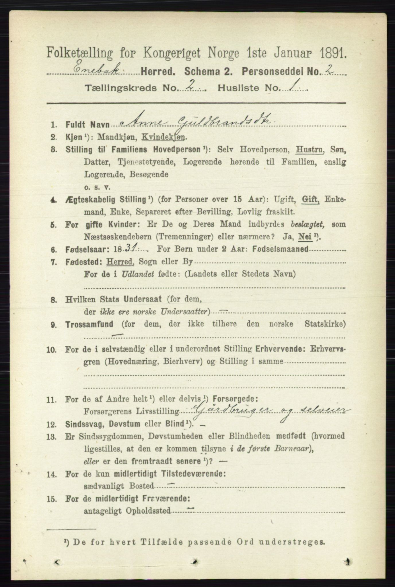 RA, 1891 census for 0229 Enebakk, 1891, p. 769