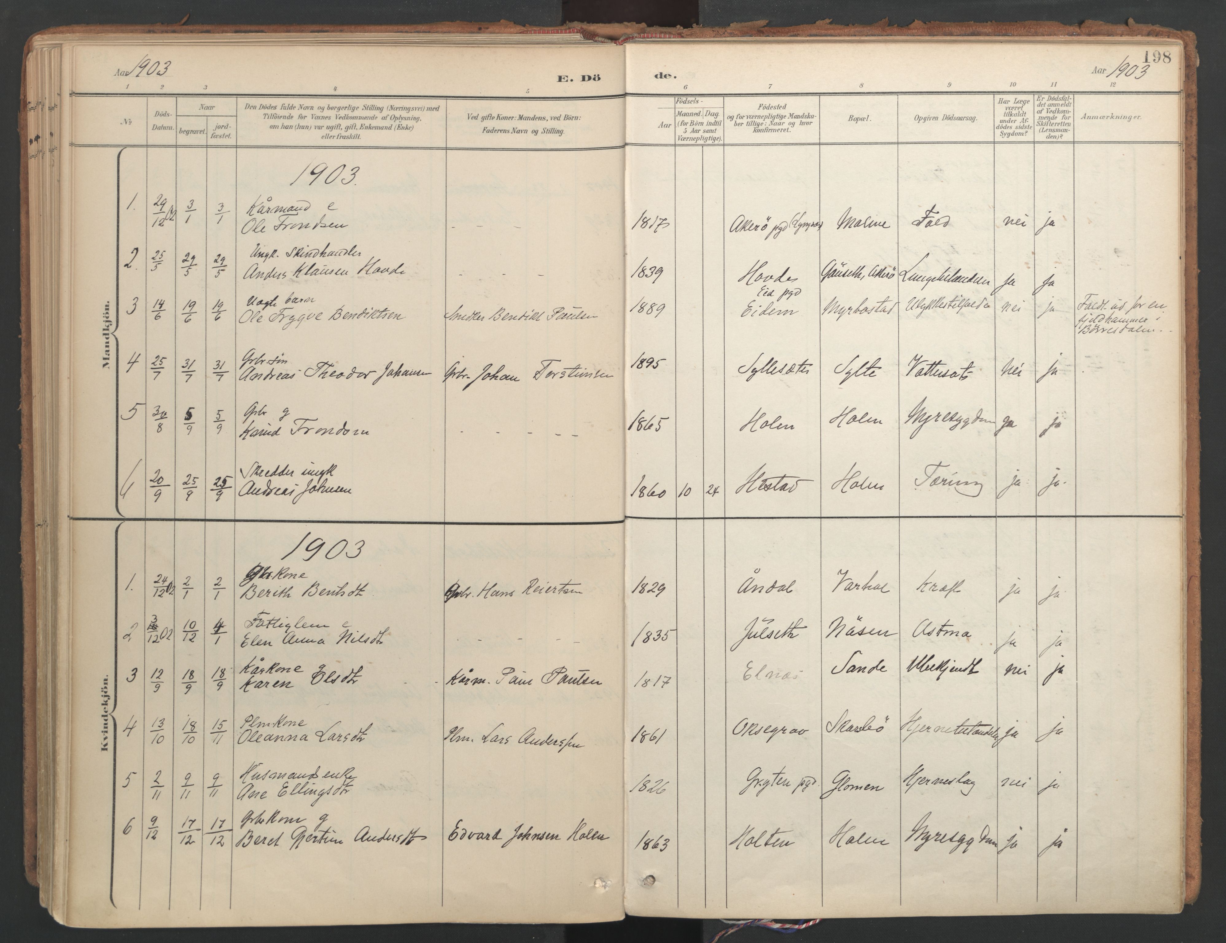 Ministerialprotokoller, klokkerbøker og fødselsregistre - Møre og Romsdal, AV/SAT-A-1454/564/L0741: Parish register (official) no. 564A02, 1900-1976, p. 198