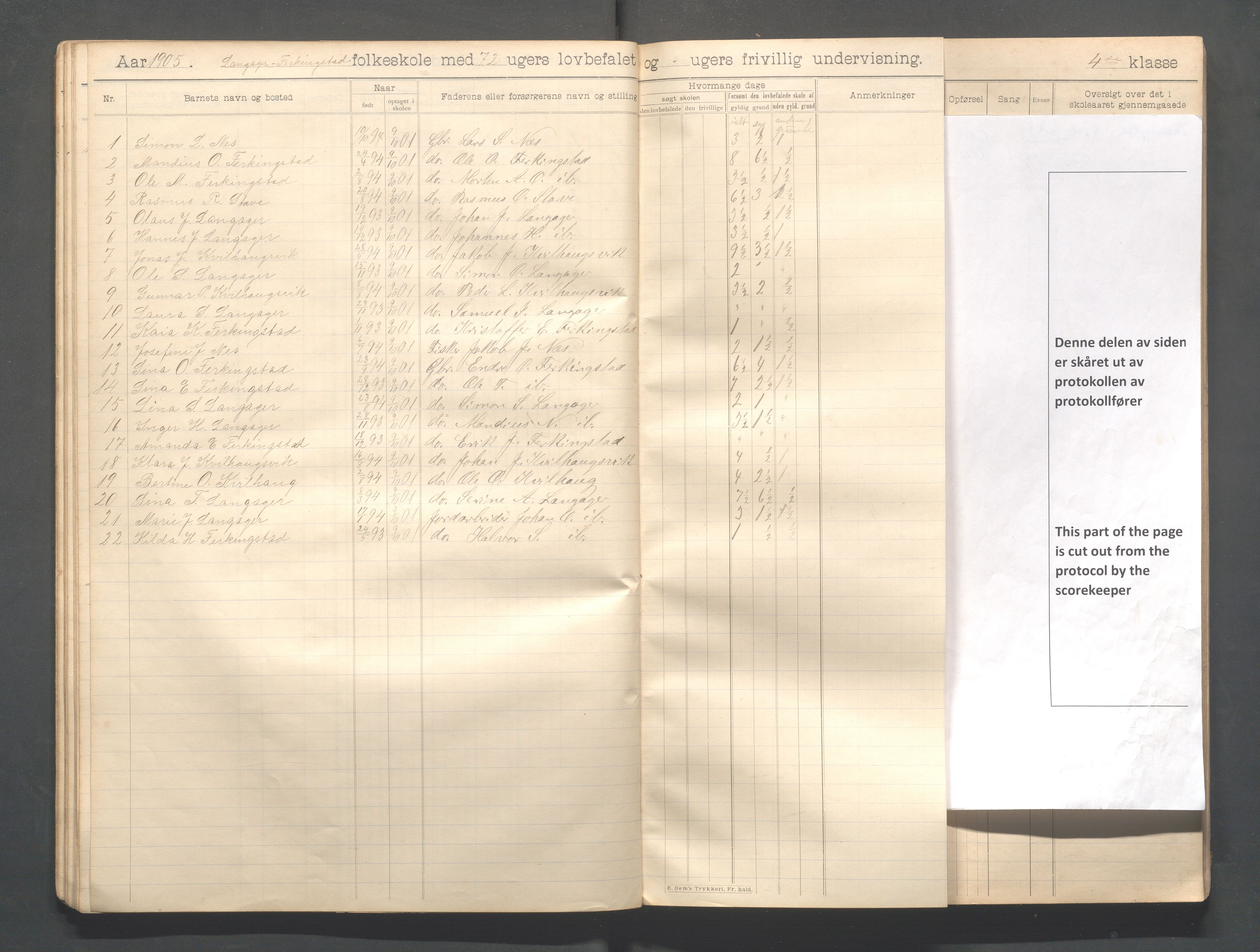 Skudenes kommune - Langåker - Ferkingstad skole, IKAR/A-303/H/L0002: Skoleprotokoll 1.-6. kl., 1903-1910, p. 29