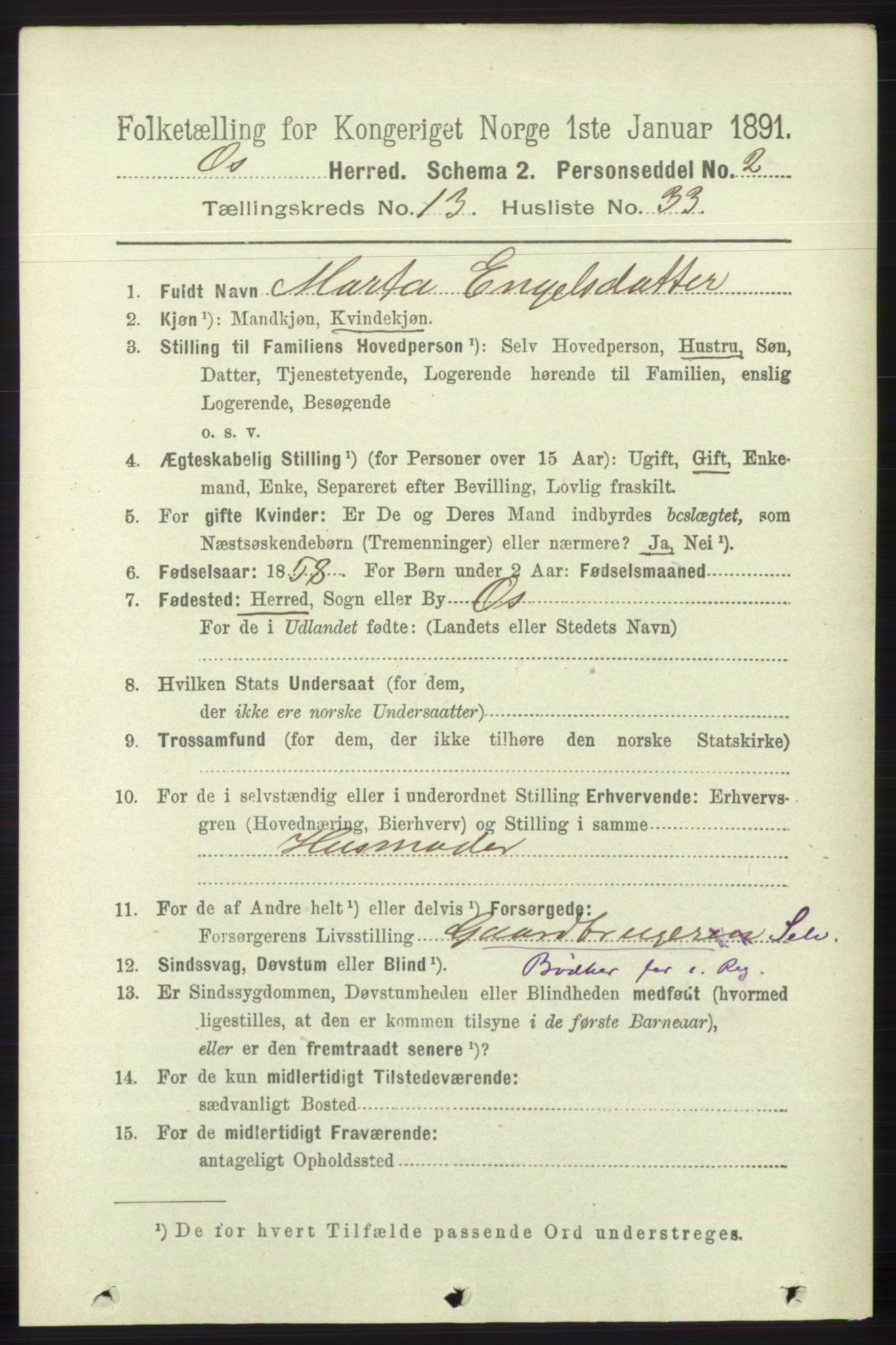 RA, 1891 census for 1243 Os, 1891, p. 2984