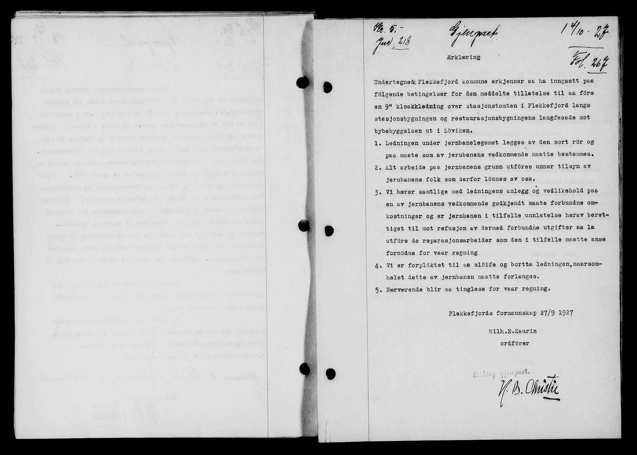 Flekkefjord sorenskriveri, SAK/1221-0001/G/Gb/Gba/L0043: Mortgage book no. 41, 1926-1927, Deed date: 04.10.1927