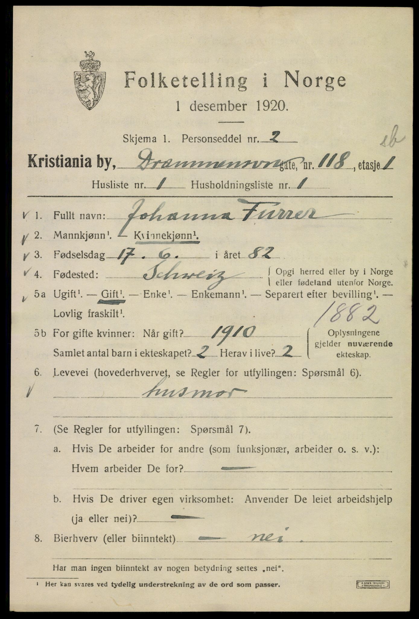 SAO, 1920 census for Kristiania, 1920, p. 203403