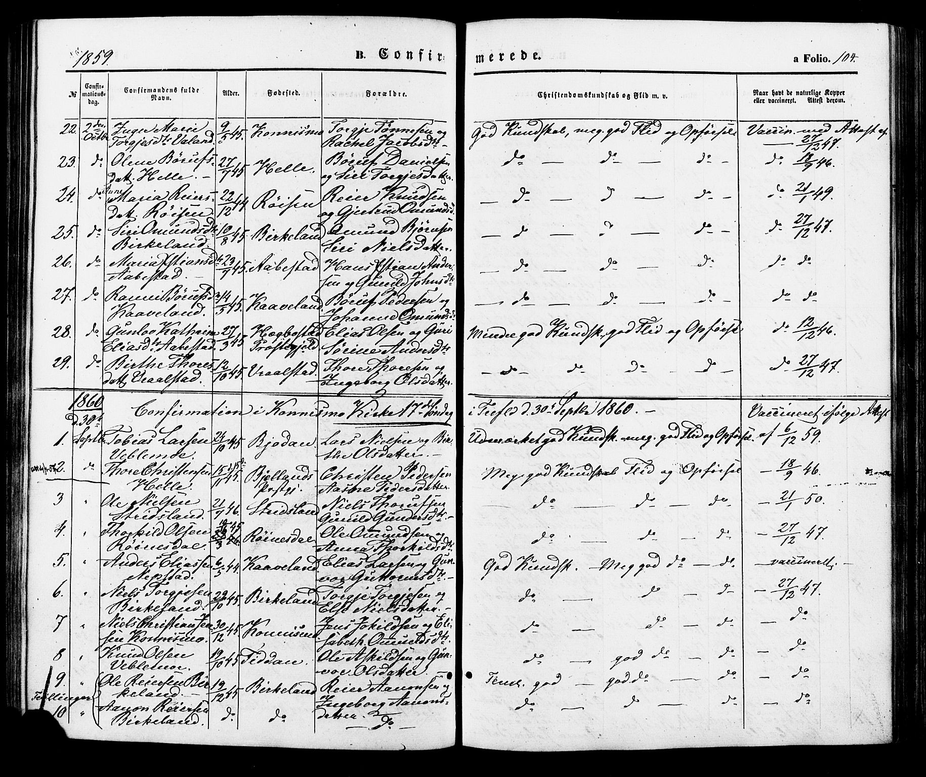 Nord-Audnedal sokneprestkontor, AV/SAK-1111-0032/F/Fa/Faa/L0002: Parish register (official) no. A 2, 1857-1882, p. 104