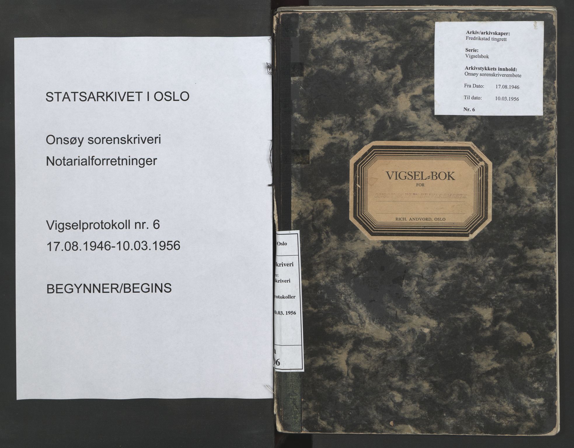 Onsøy sorenskriveri, SAO/A-10474/L/La/L0006: Vigselsbok, 1946-1956