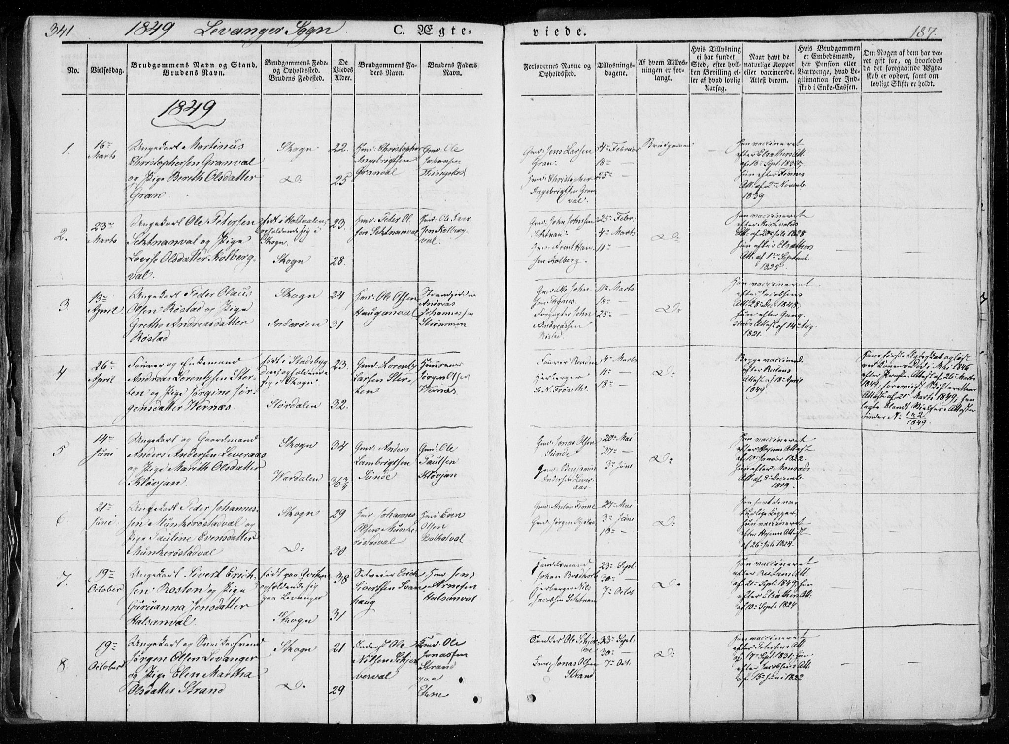 Ministerialprotokoller, klokkerbøker og fødselsregistre - Nord-Trøndelag, SAT/A-1458/720/L0183: Parish register (official) no. 720A01, 1836-1855, p. 187