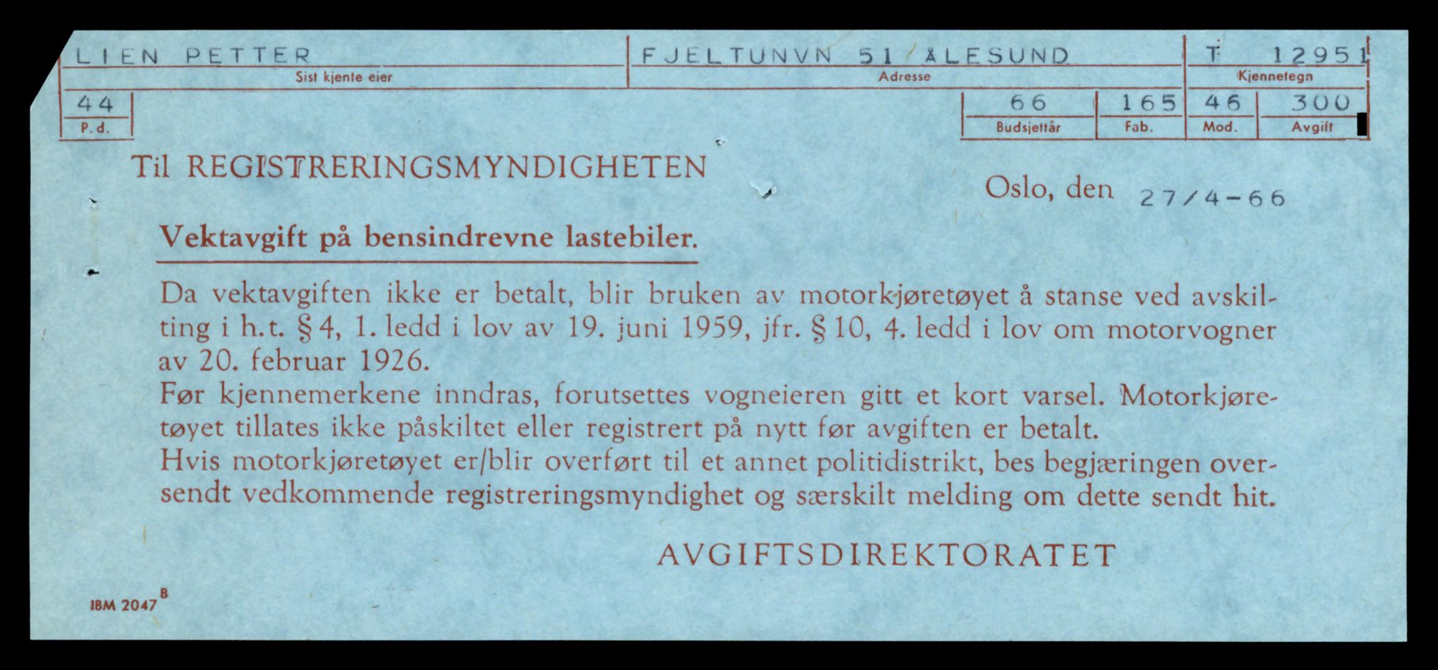 Møre og Romsdal vegkontor - Ålesund trafikkstasjon, SAT/A-4099/F/Fe/L0036: Registreringskort for kjøretøy T 12831 - T 13030, 1927-1998, p. 1843