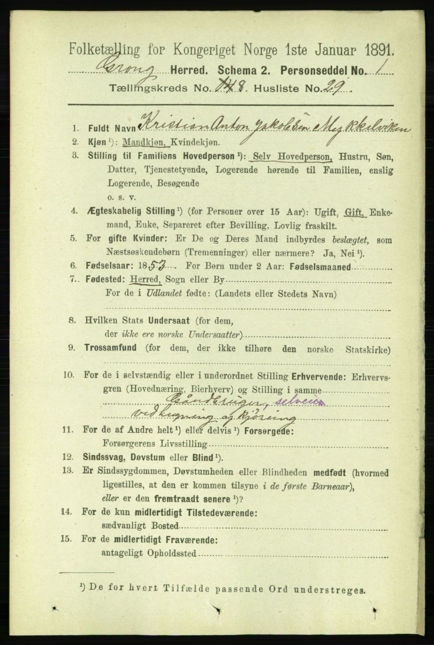 RA, 1891 census for 1742 Grong, 1891, p. 3049