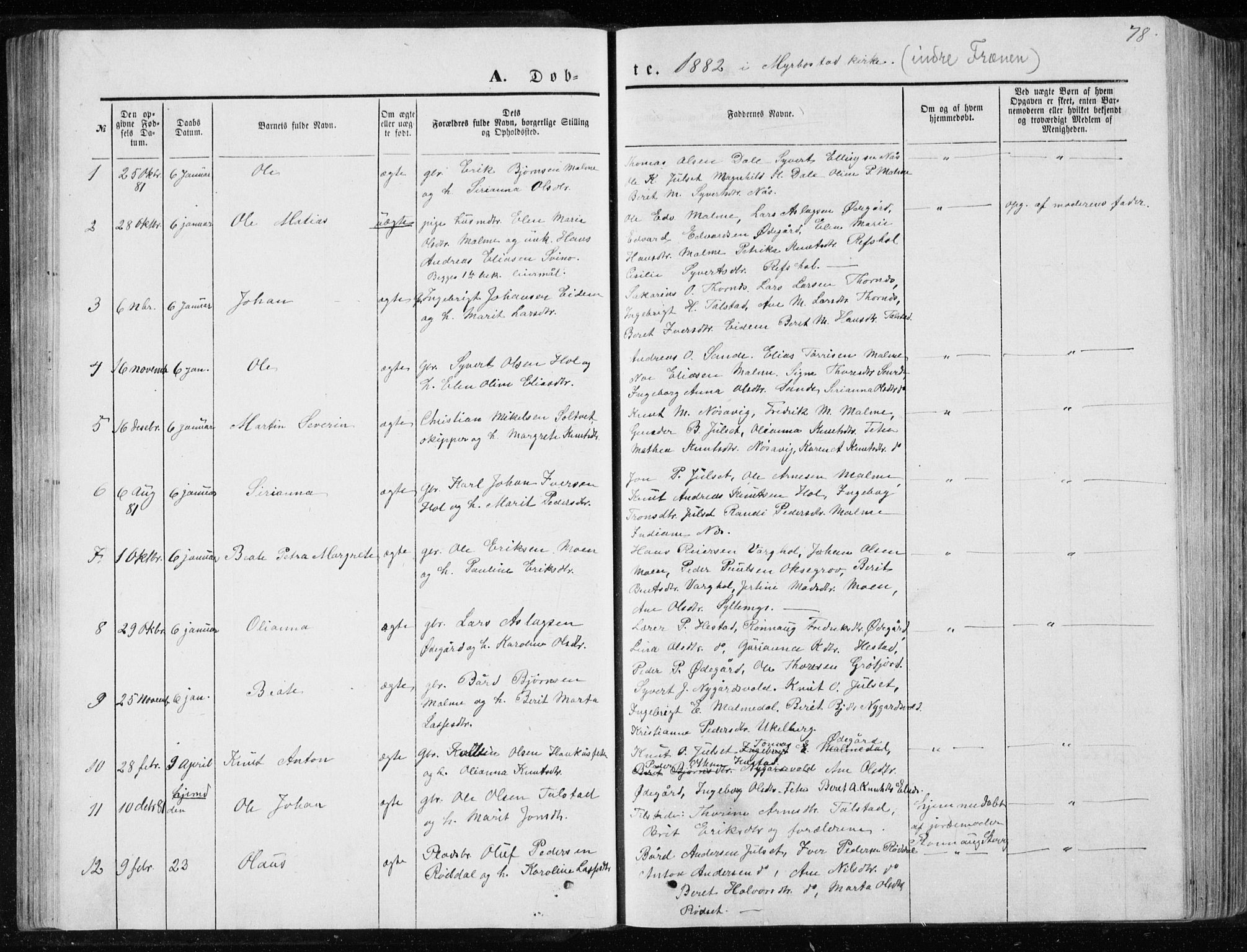 Ministerialprotokoller, klokkerbøker og fødselsregistre - Møre og Romsdal, AV/SAT-A-1454/565/L0754: Parish register (copy) no. 565C03, 1870-1896, p. 78