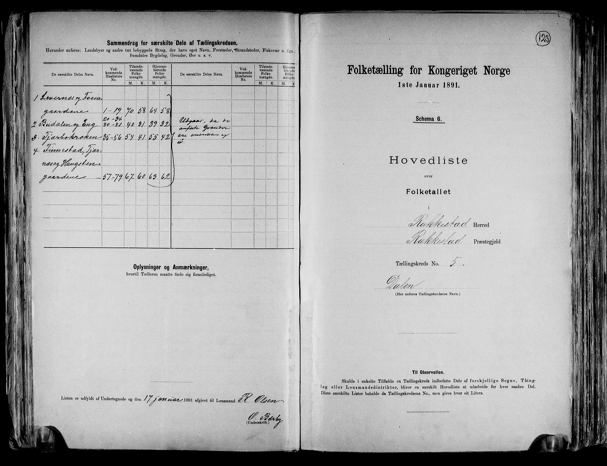 RA, 1891 census for 0128 Rakkestad, 1891, p. 14