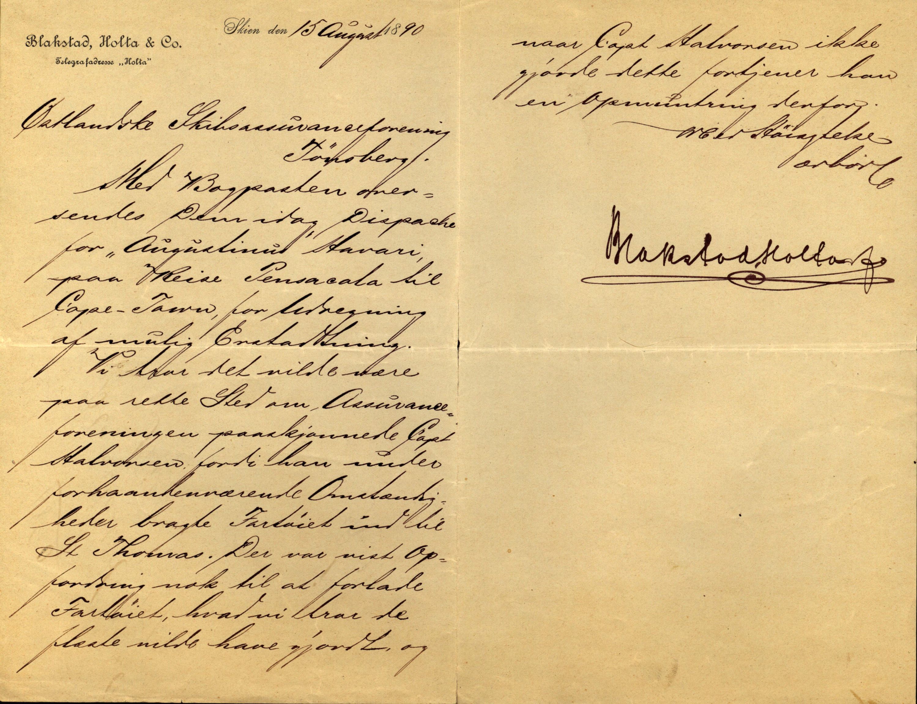 Pa 63 - Østlandske skibsassuranceforening, VEMU/A-1079/G/Ga/L0026/0008: Havaridokumenter / Bernadotte, Bardeu, Augustinus, Atlanta, Arne, 1890, p. 29
