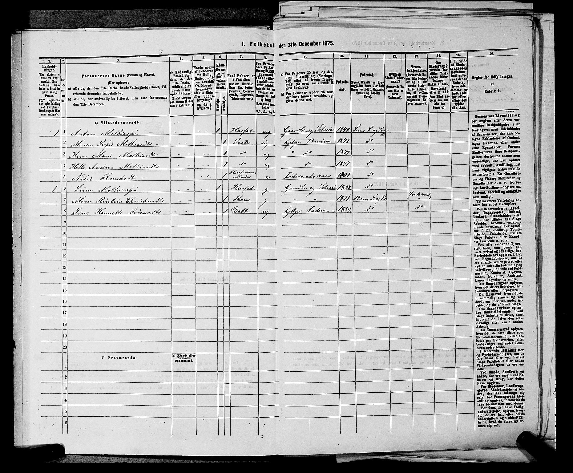 SAKO, 1875 census for 0721P Sem, 1875, p. 100